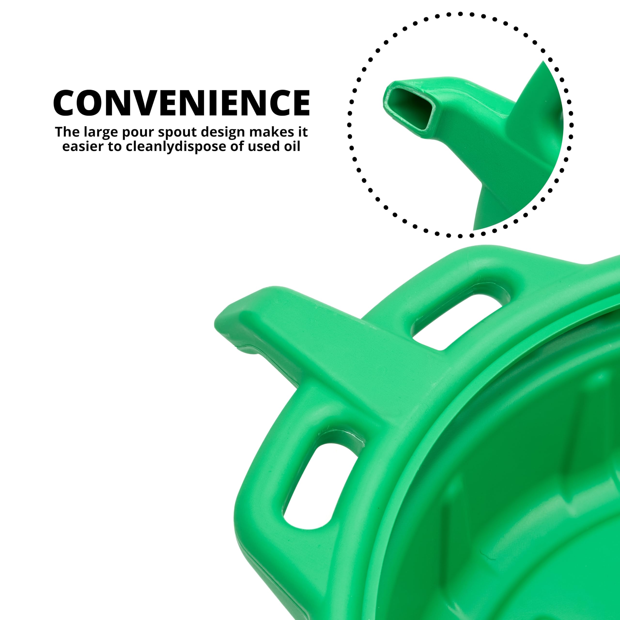 Neiko 20761A Large Coolant/Oil Drain Pan, 4 Gallon (16L) Capacity, Antifreeze Green Plastic Anti Splash Oil Pan, Motor Oil Drip