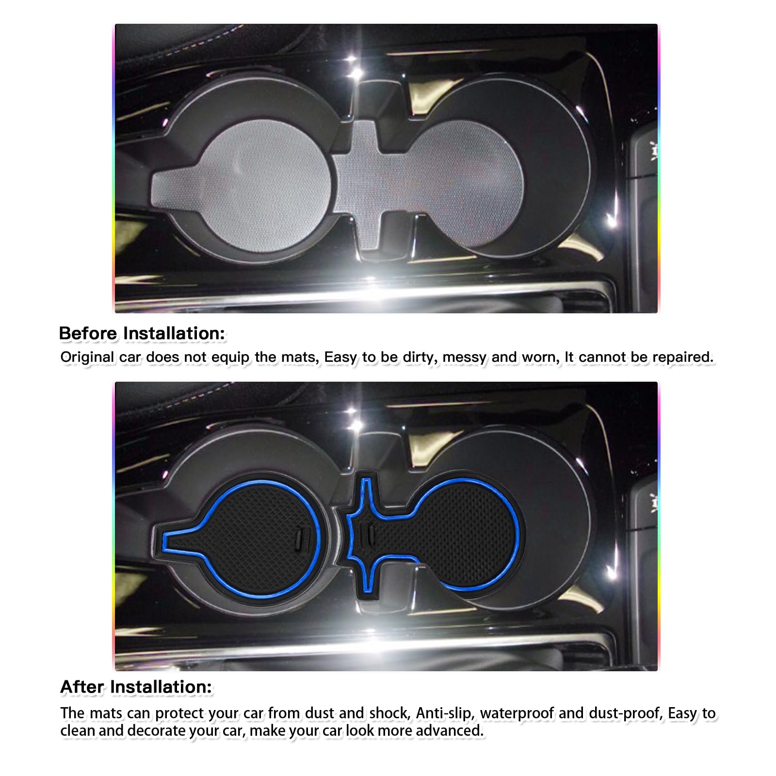 Sktu 2024 2025 Chevy Trax Door Slot Mat For 2024 2025 Chevrolet Trax (Ls,1Rs,Lt,2Rs,Activ) 2024 2025 Trax Accessories 14Pcs Fit 2024 2025 Trax Door Compartment Cup Center Console Liners (Blue)