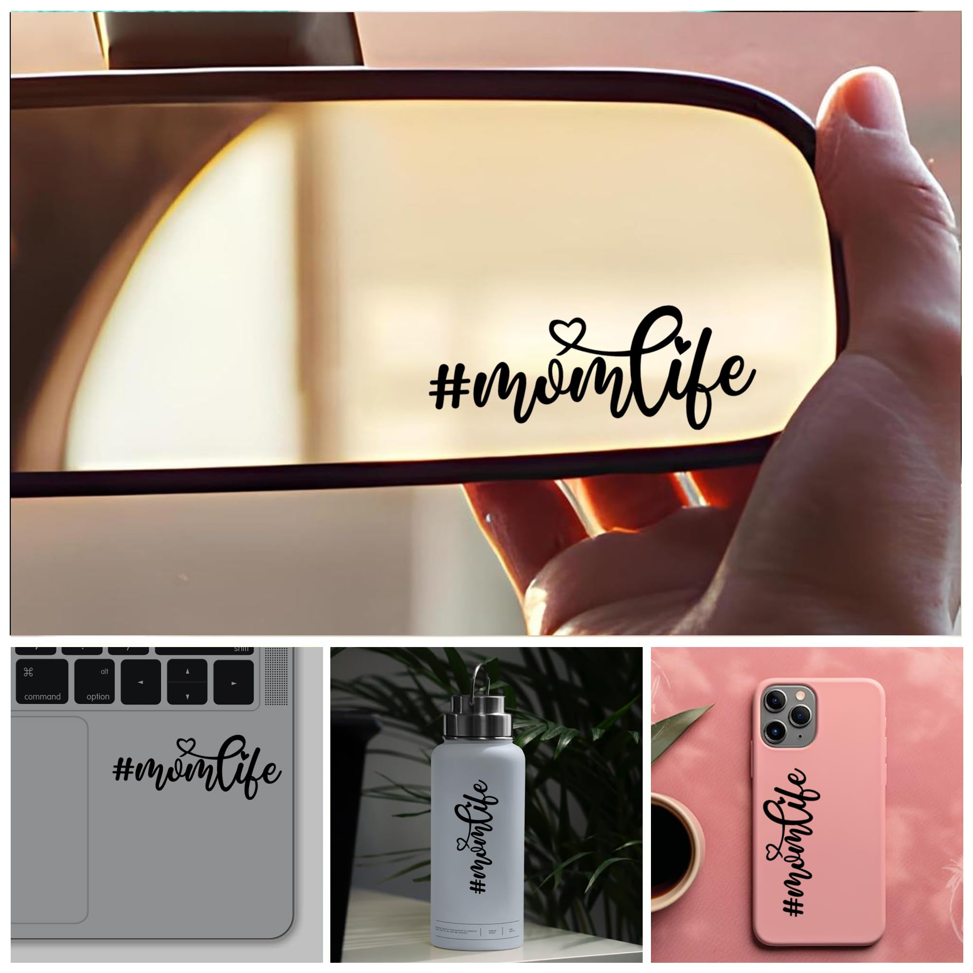 Miarita 3X Mom Life Car Decal - Cute Vinyl Sticker for Rearview Mirror, Laptop, Bottle, Window - Mothers Day Gift - Car Stickers