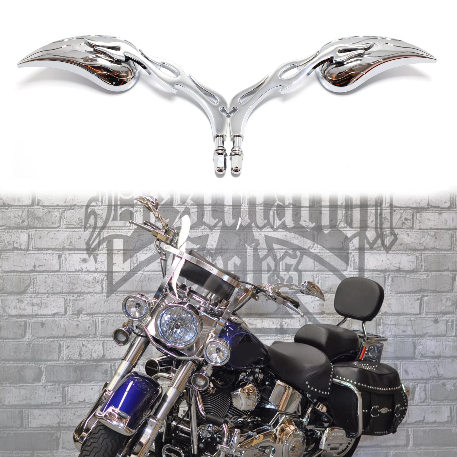 8Mm Chrome Motorcycle Teardrop Rearview Side Mirrors For Sportster Xl 883 1200 Road King V-Rod Street Glide Electra Glide Dyna Softail 1990-2018