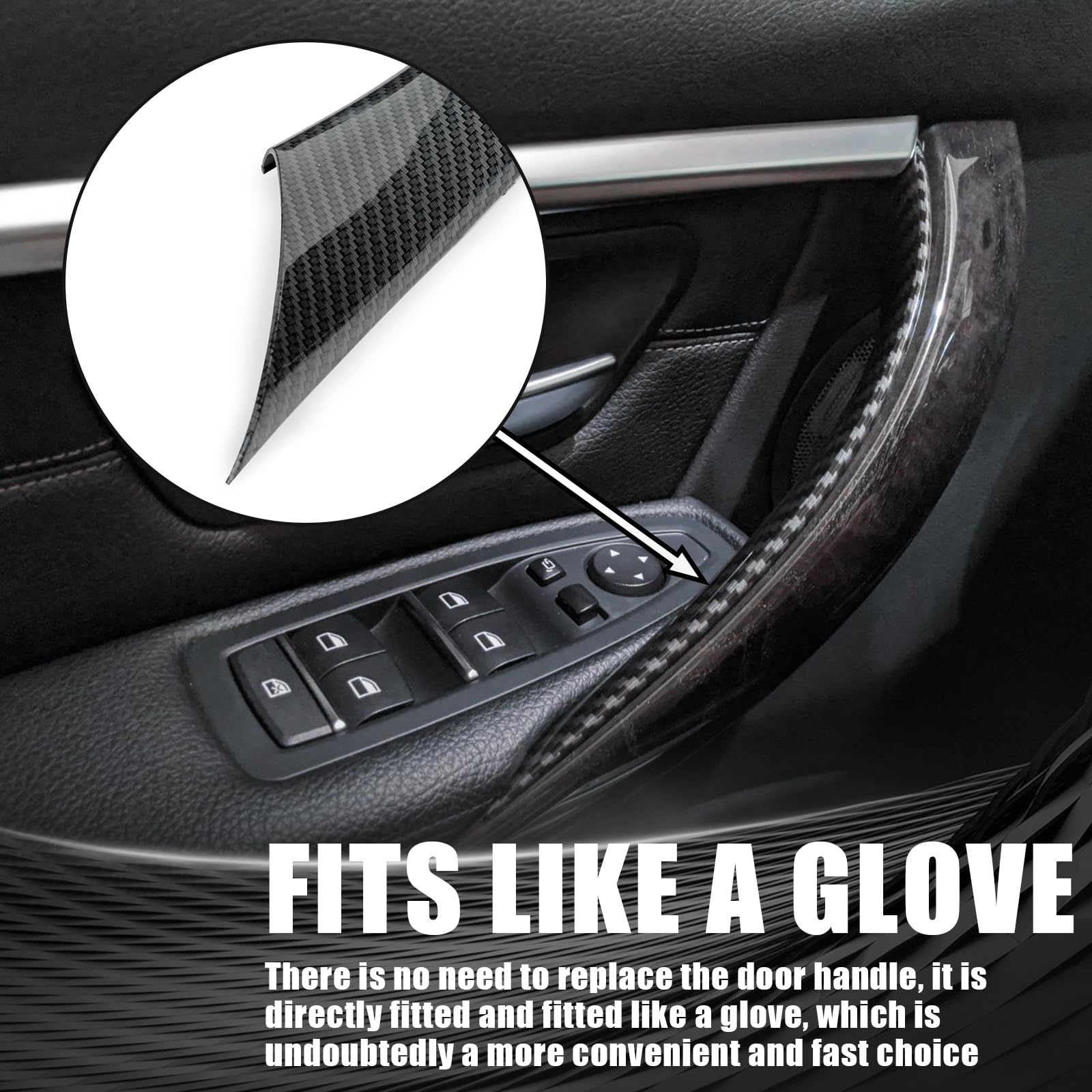 WEILEITE Front Interior Inner Inside Door Pull Handle Grab Cover Fit for BMW 320,328,330,335,M3 3 Series F30/F31/F34/F80 2012-20