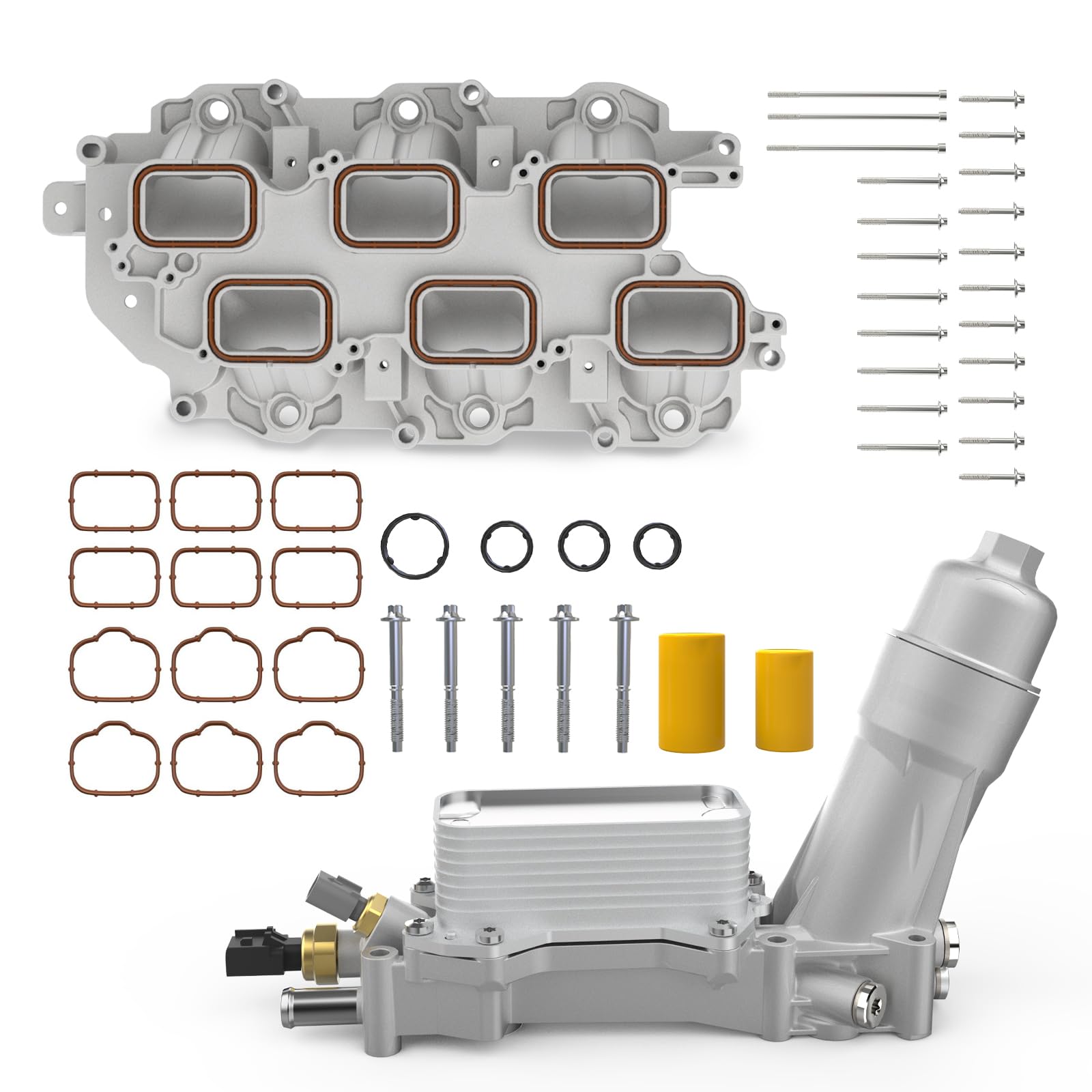 Full Aluminum Engine Oil Cooler with Intake Manifold for Dodge Challenger Charger Durango Grand Caravan Journey, Jeep Grand Cher
