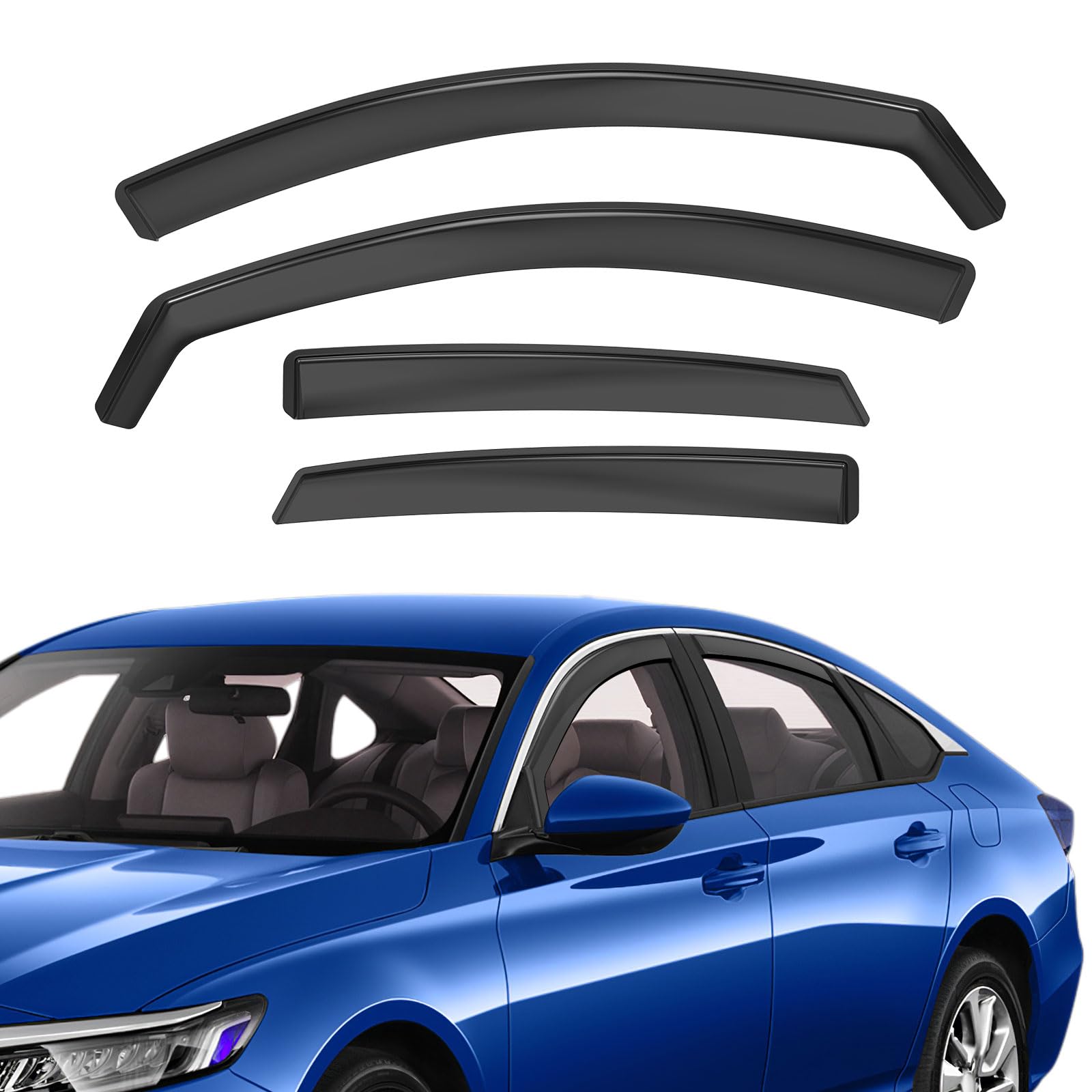 Aclong In-Channel Rain Guards Compatible With Honda Accord 2018 2019 2020 2021 2022 2023, Black Window Deflectors Window Visor S