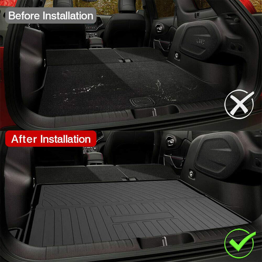 Cherokee Cargo Liners - All-Weather Protection Rear Cargo Trunk Tray Floor Mats Compatible With 2019 2020 2021 2022 2023 Jeep Ch