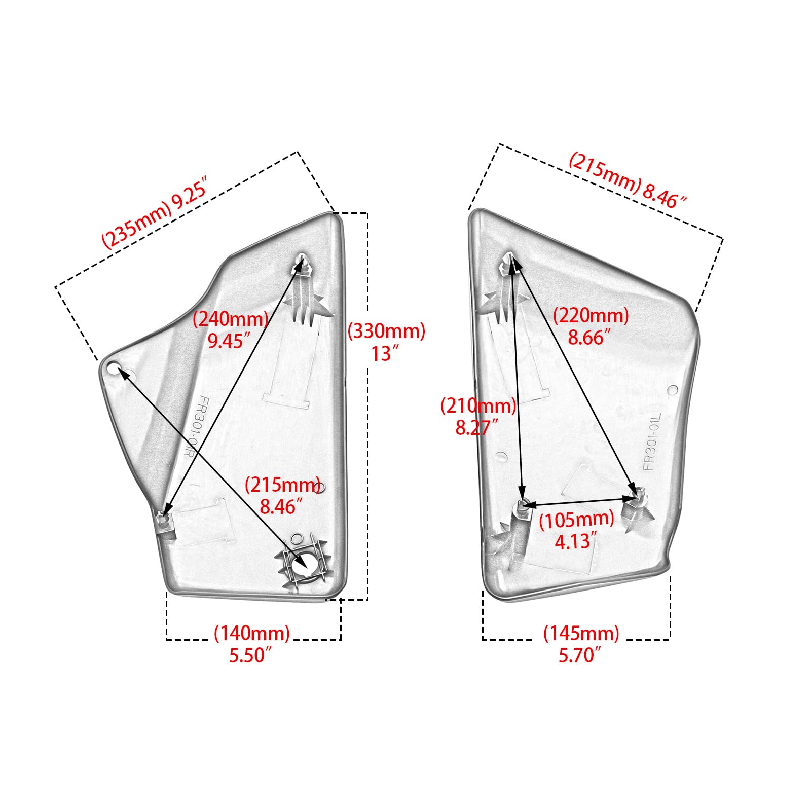 Motorcycle Left & Right Battery Fairing Covers Side Panel Oil Tank Cover For Honda Shadow ACE/Aero/Sabre VT1100 1999-2008 (Gloss