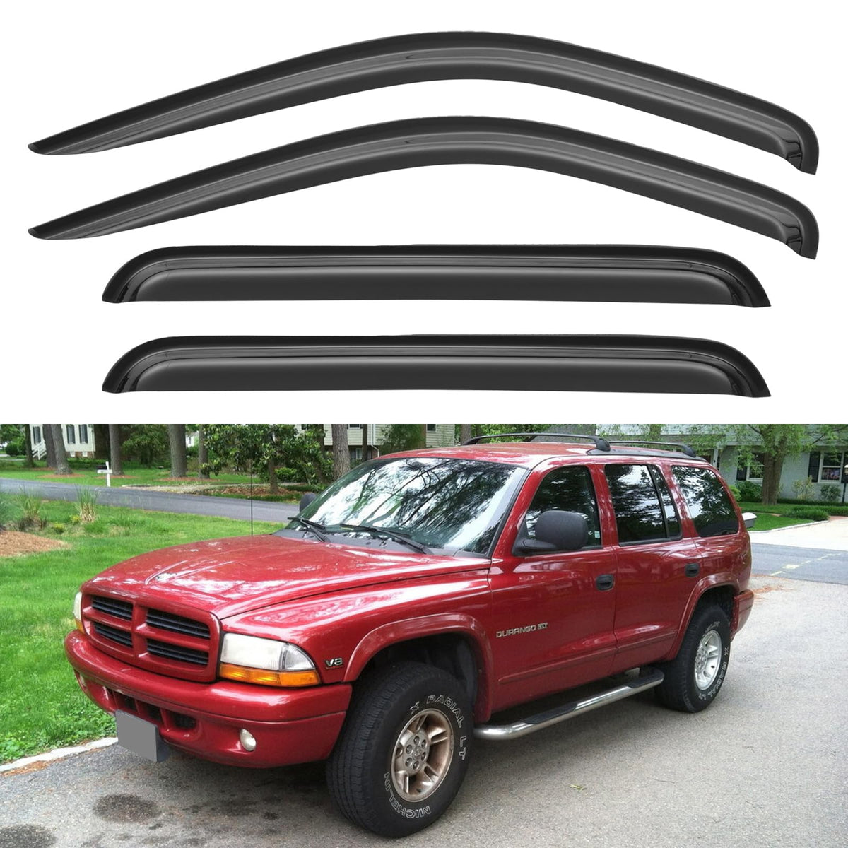 Window Visors Rain Guards Shield for 1998-2003 Dodge Durango, Out-Channel Window Vent Wind Deflectors Visors Shades for 98-03 Du