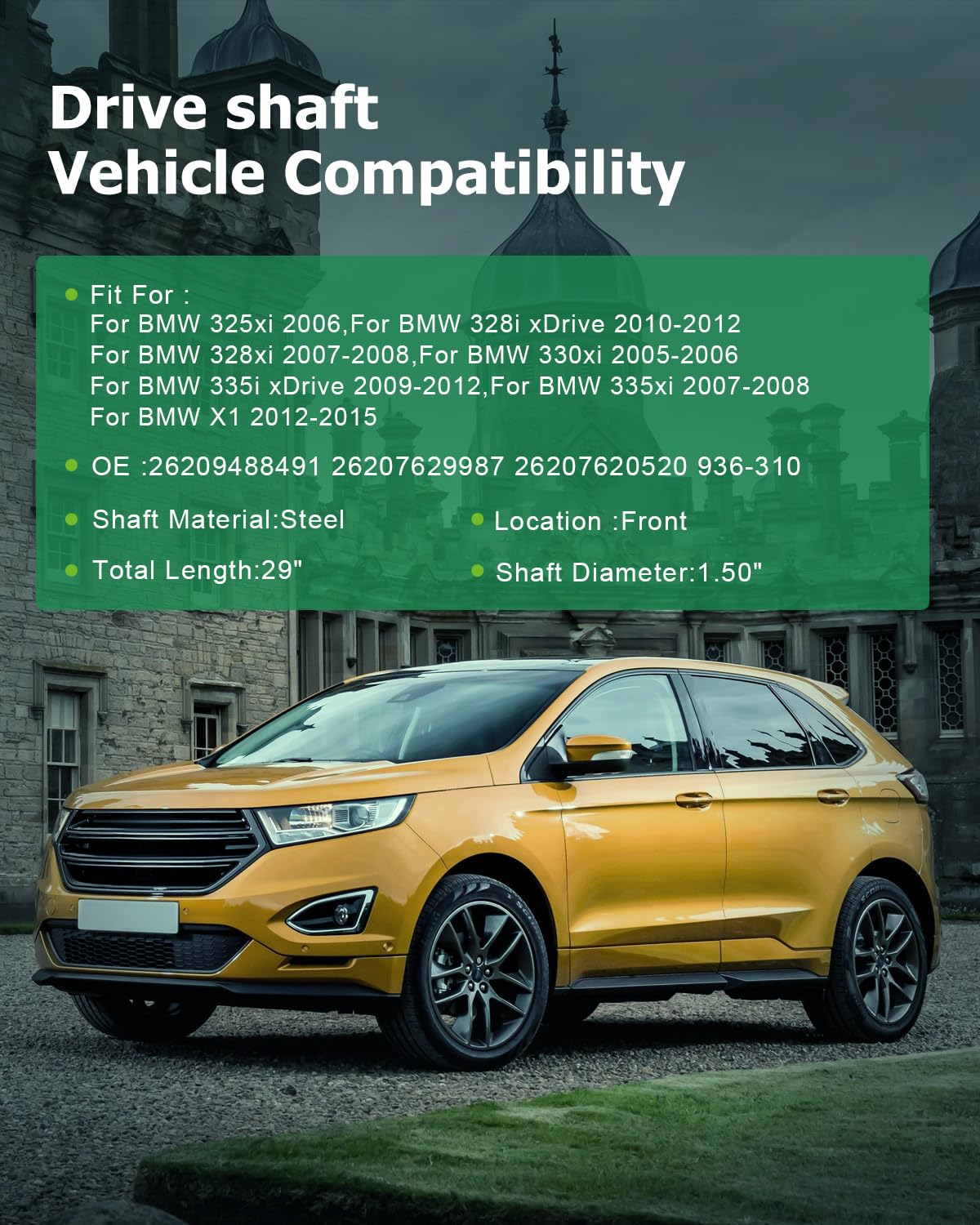 SCITOO?29''?Steel Front Driveshaft Assembly Drive Shaft Prop Shaft For BMW 325xi 2006,For BMW 328i xDrive 328xi 330xi 335i xDriv