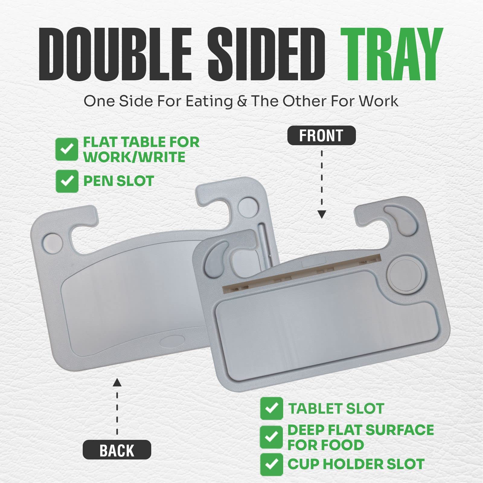 Lebogner Steering Wheel Tray, Car Food Trays For Eating With Tablet Slot, Multipurpose Double-Sided Hook On Travel Auto Steering