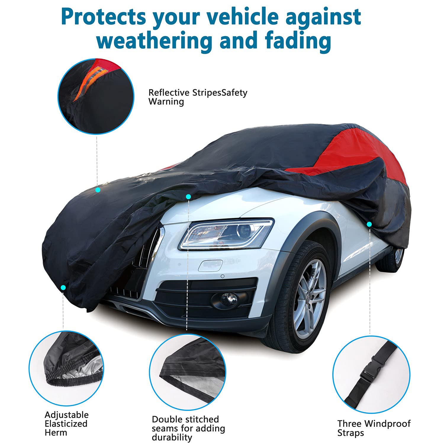 Mornyray Car Cover Waterproof All Weather Windproof Snowproof Uv Protection Outdoor Indoor Full Car Cover, Universal Fit For Suv
