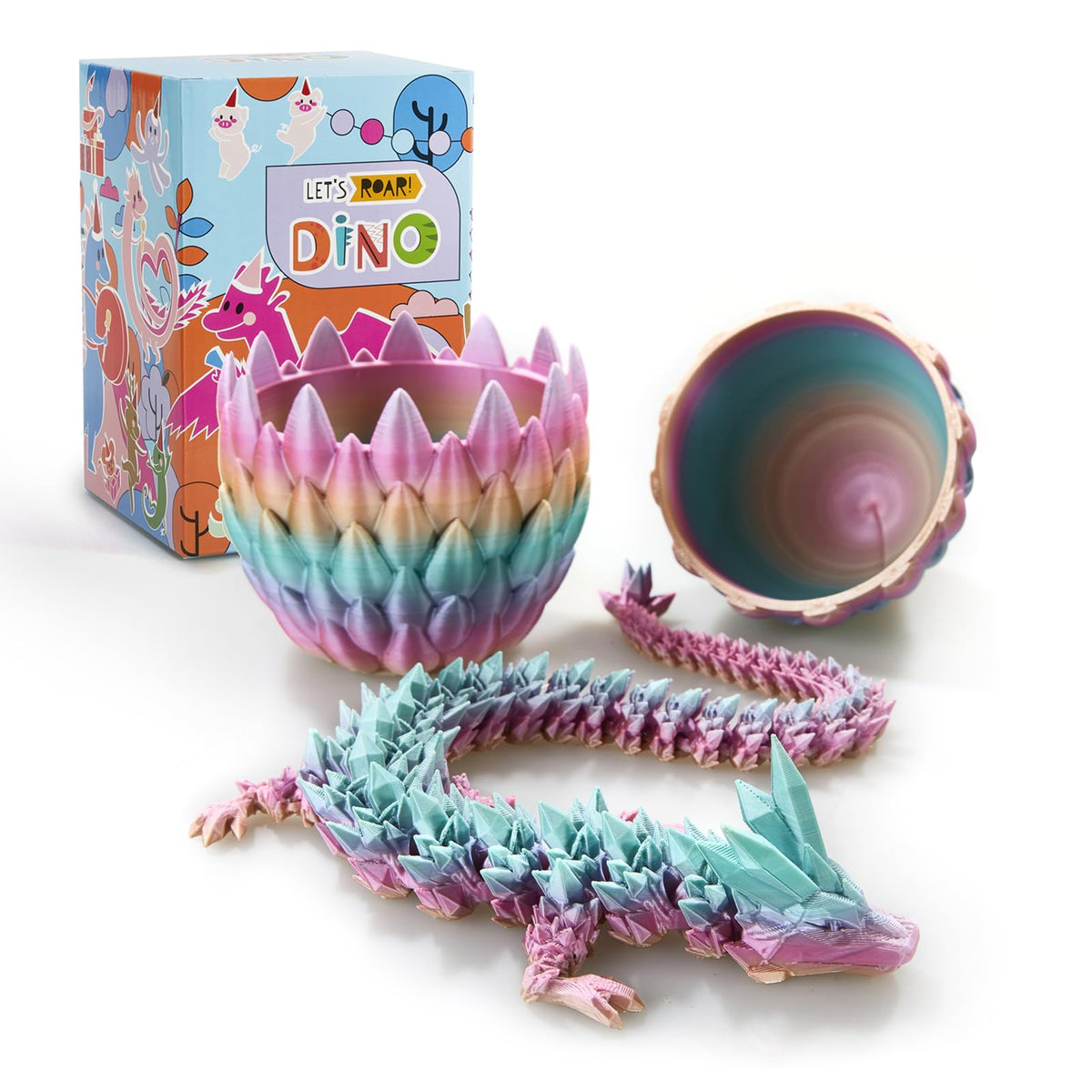 3D Printed Dragon,Dragon Eggs With Dragon Inside,Dragon Egg Toy,12'' Full Articulated Crystal 3D Dragon For Children'S Day Gift 