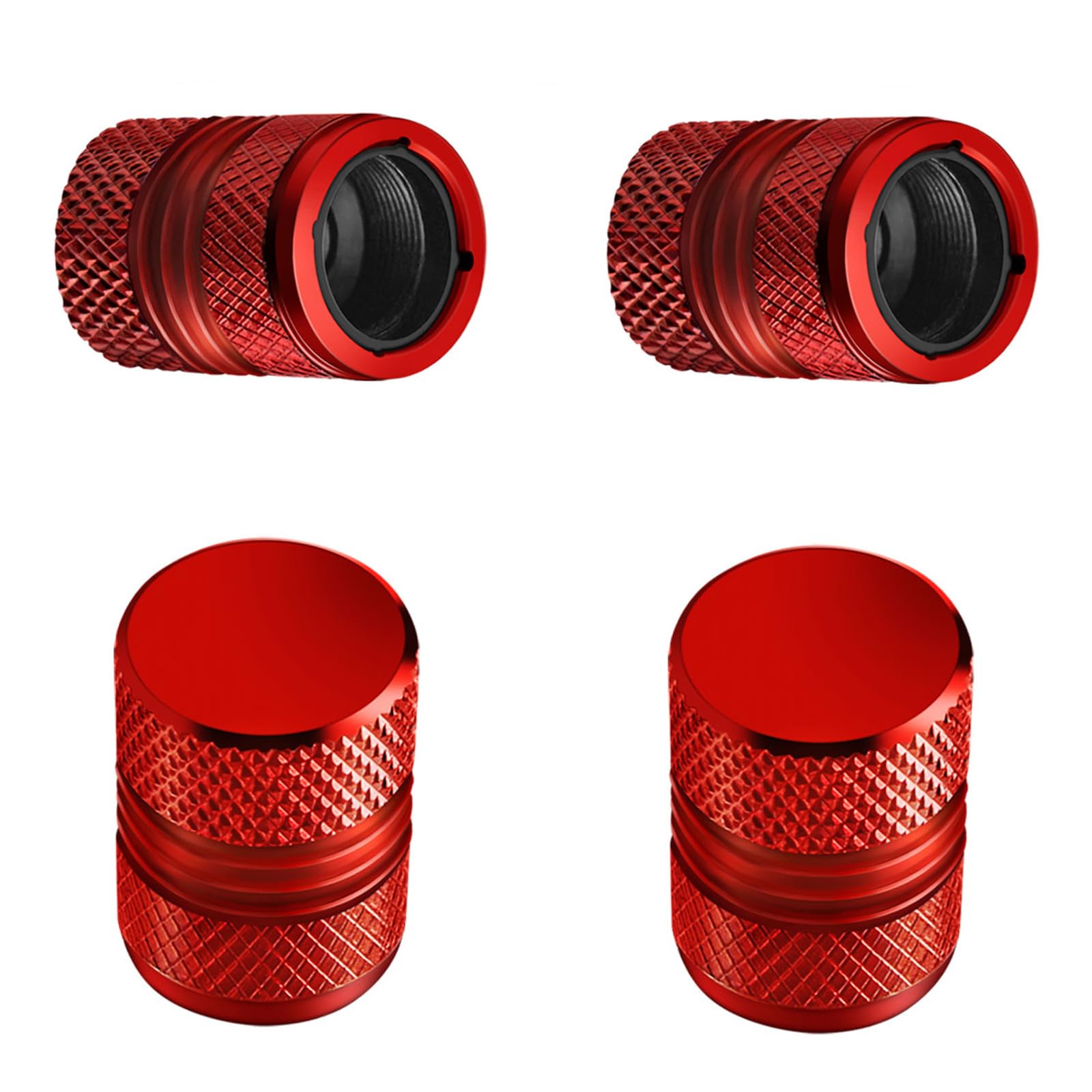 Tire Valve Stem Caps - 4 Pack Anti-Corrosion Premium Anodized Alloy Tyre Air Valve Caps Universal For Car Suv Bike Red