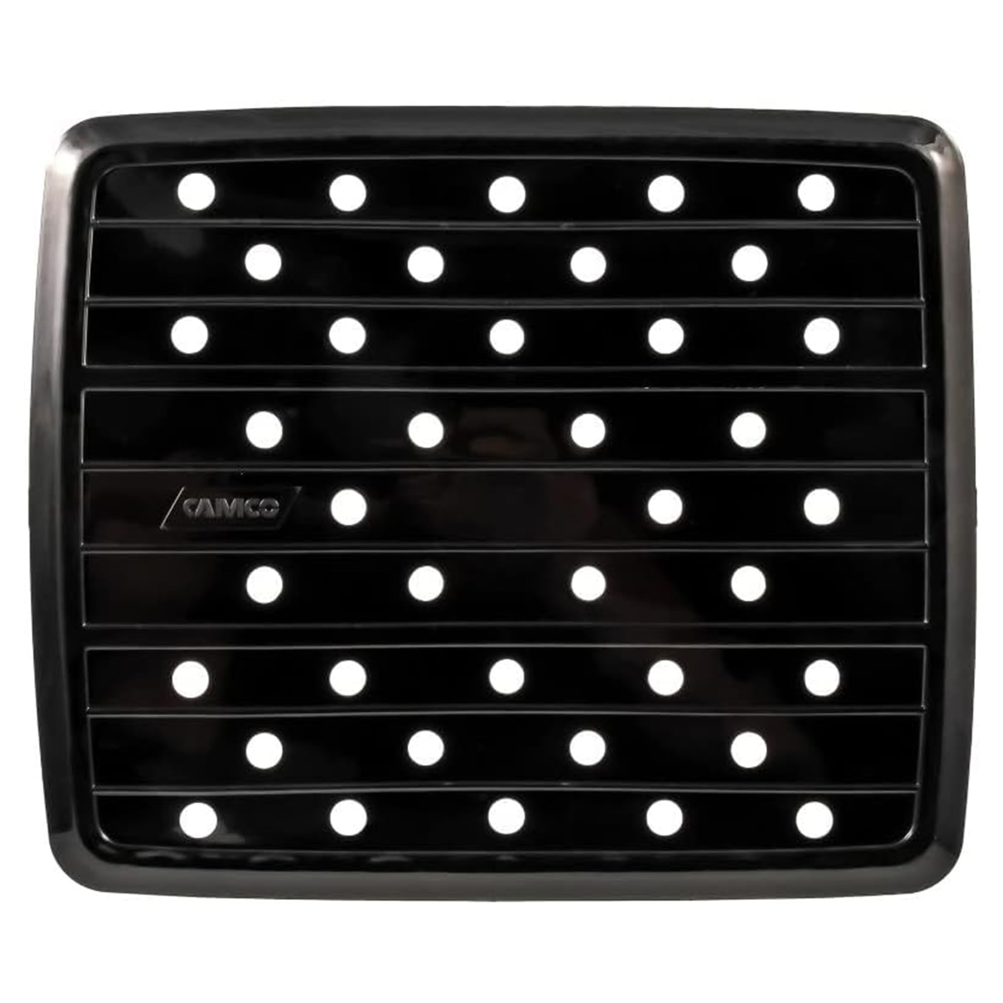 Camco 10 Inch X 11.75 Inch Durable Compact Vinyl Kitchen Sink Pad Mat With Drain Holes, For Rv, Camper, Marine, And Boat Sinks, Black