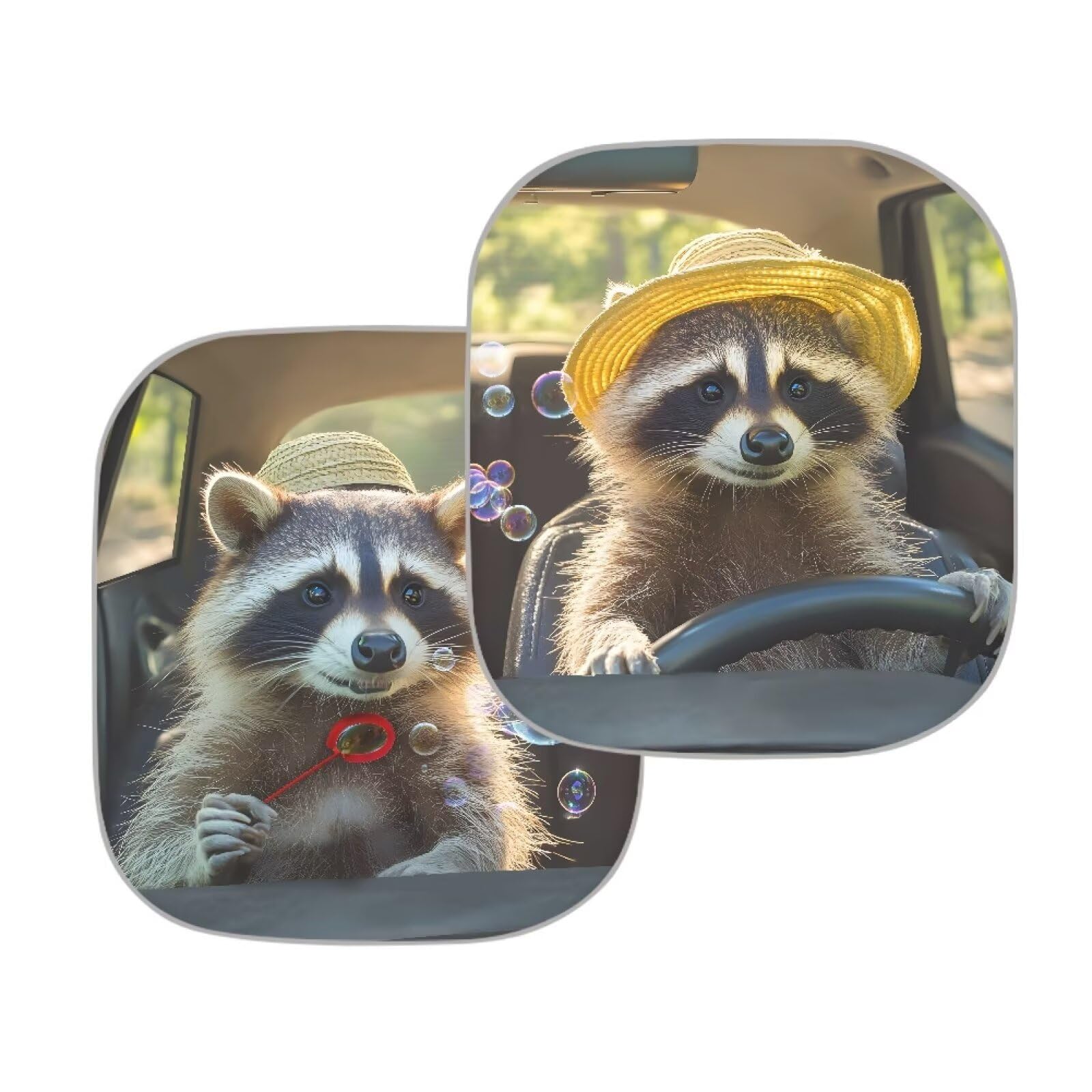 Renewold Car Windshield Sunshade Car Front Window Sun Shade For Most Sedans Suv Truck Raccoon Animal Driving Auto Sun Blocker Vi
