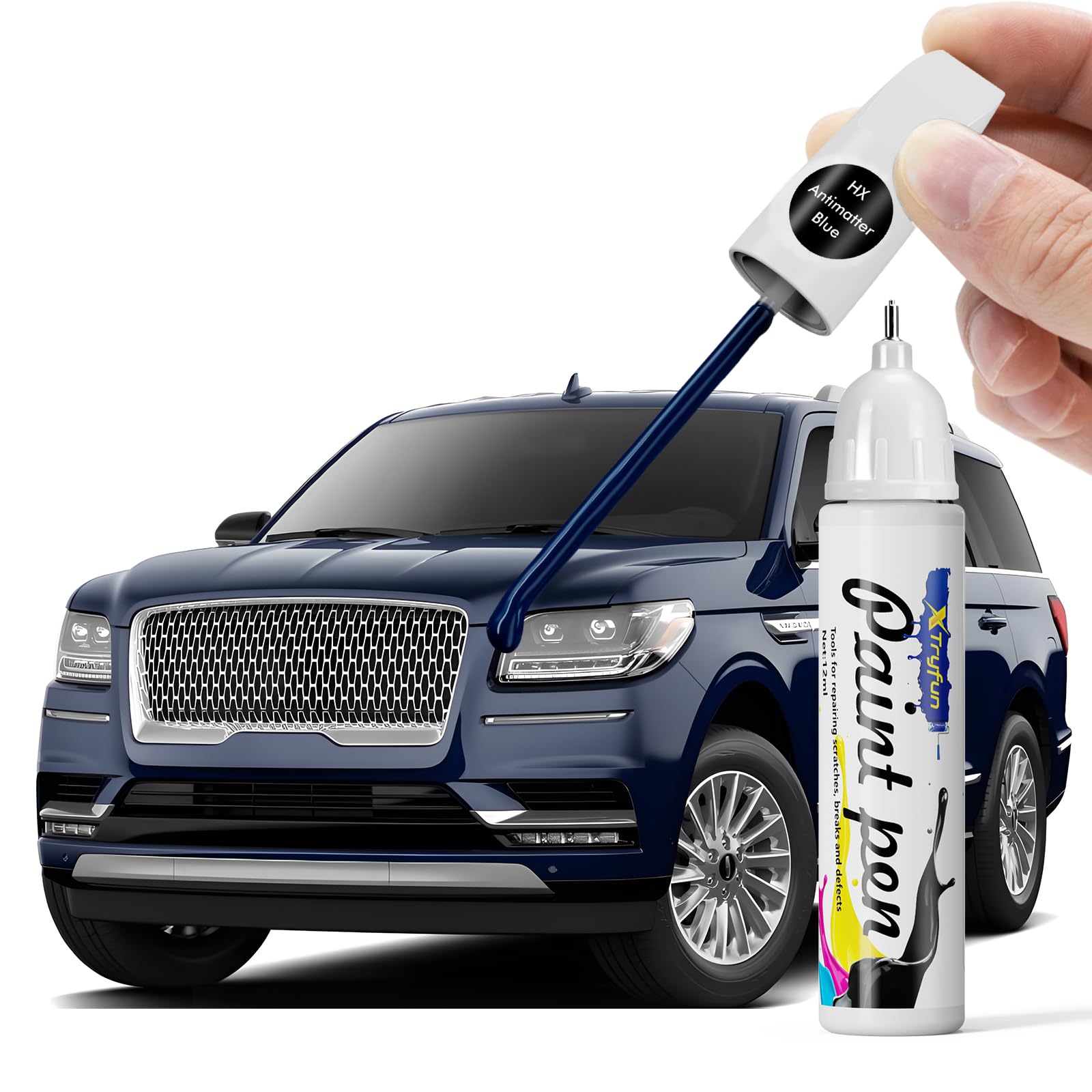 XTryfun HX Signature Navy Touch Up Paint Compatible with Lincoln, DIY Car Paint Scratch Repair, Quick & Easy Fix Automotive Scra