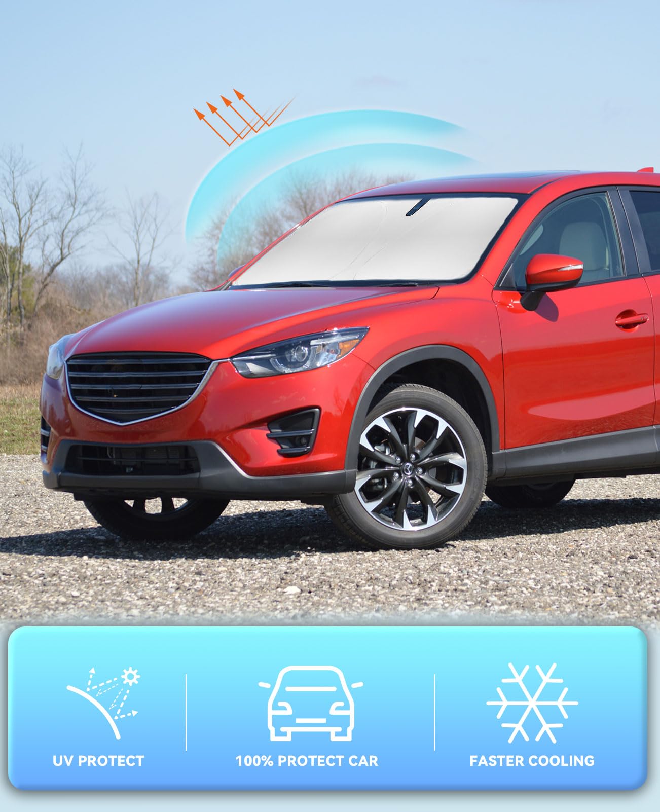 Windshield Sun Shade Car Sunshade For 2013-2015 2016 Mazda Cx5 Cx-5, Sport, Touring, Grand Touring, 4 Door Crossover Accessories