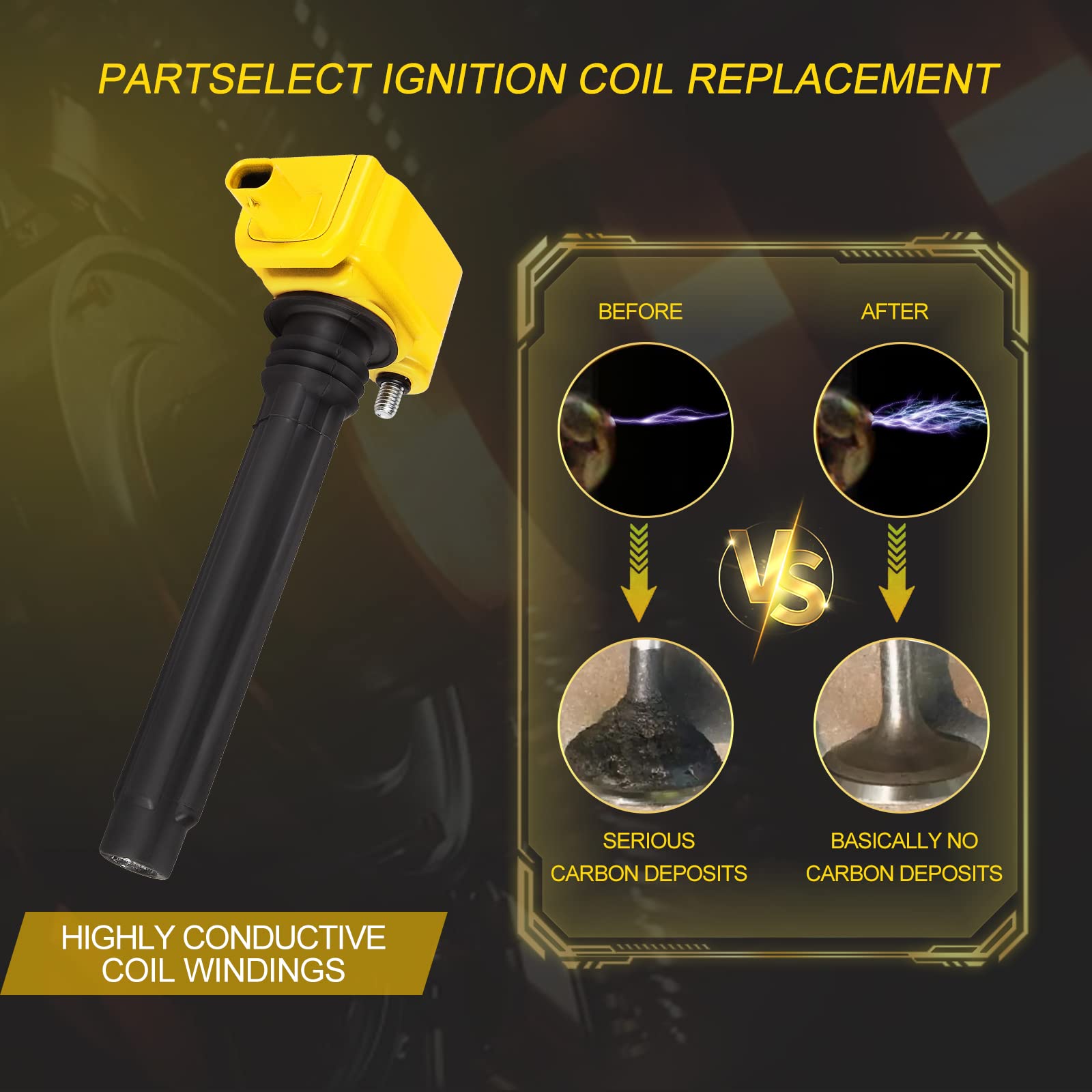 Partselect 6Pcs Ignition Coil Pack Uf648 C1791 5C1848 Replacement For Jeep Grand Cherokee Wrangler Dodge Avenge Challenger Charg