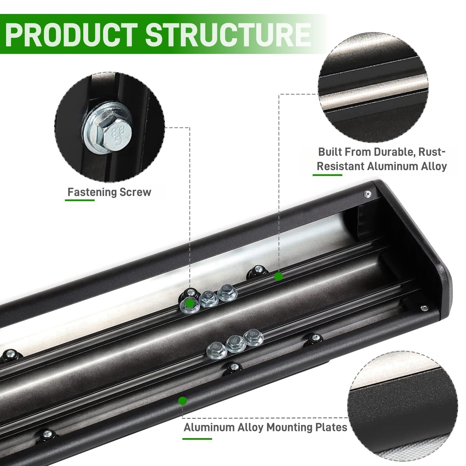 Perfit Liner 6" Running Boards - Aluminum Black Side Step Rails for 2015-2026 Ford F-150 & F250/F350 Super Crew Cab, Model PFL-PR-