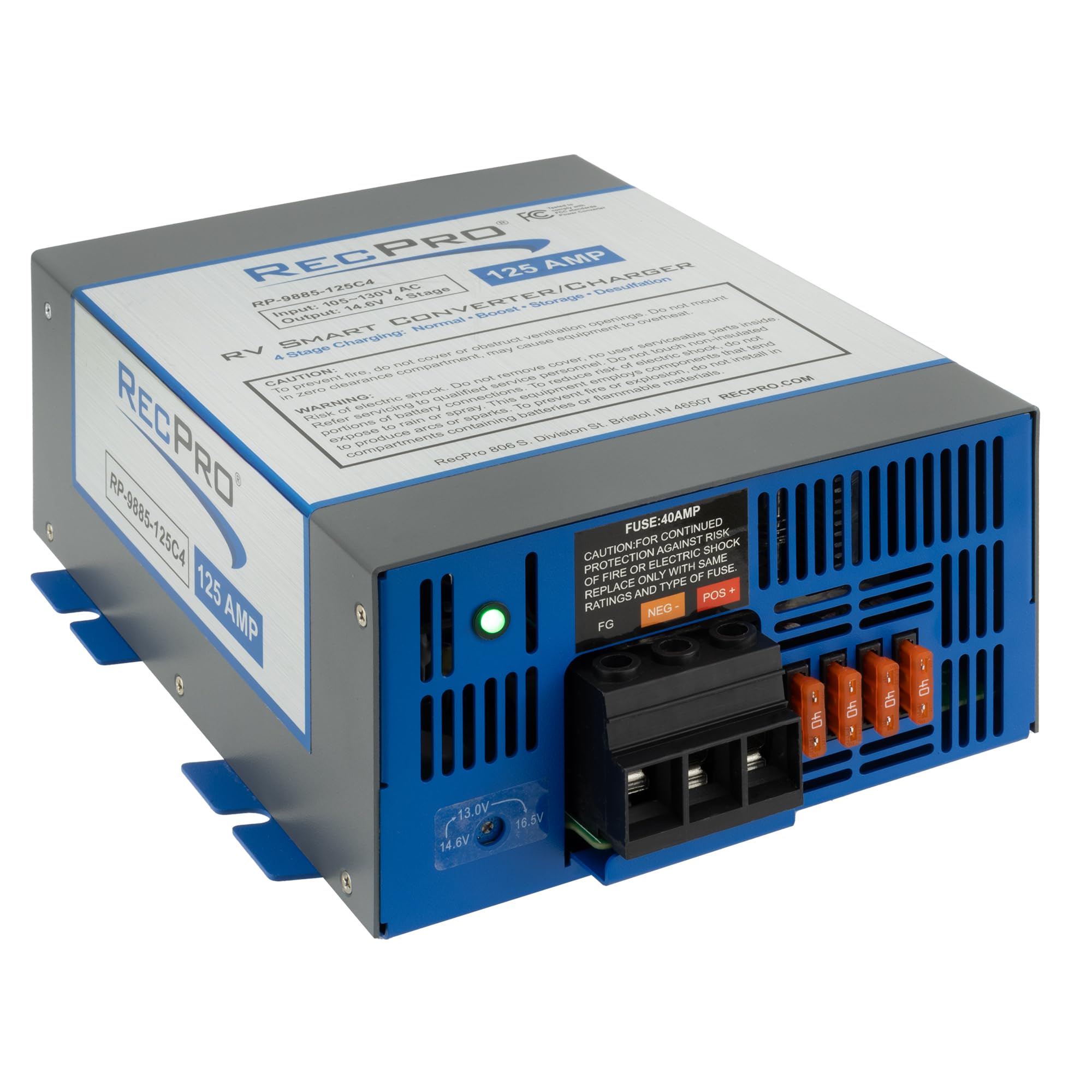 Recpro Rv Converter 125 Amp | Rv Power Converter & Battery Charger | 4 Stage Smart Charging | 120Vac To 12Vdc | 13V To 16.5V Operating Range