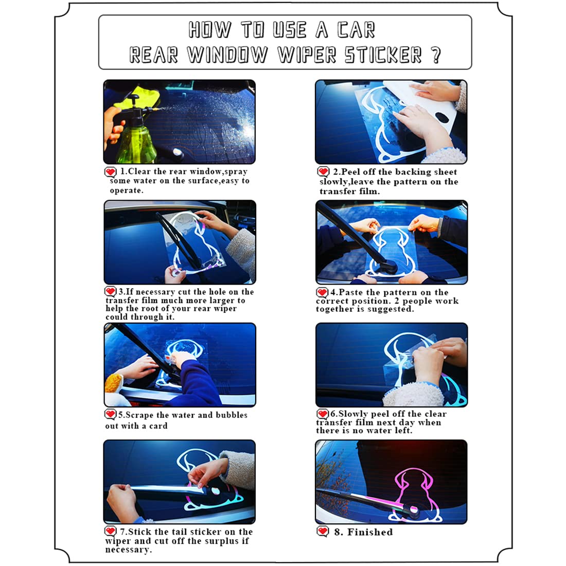 Dreothy Brand, Waterproof Dog Decal, Vinyl Sticker for Car Rear Window, Moving Tail, White, 8.85 x 10.63in