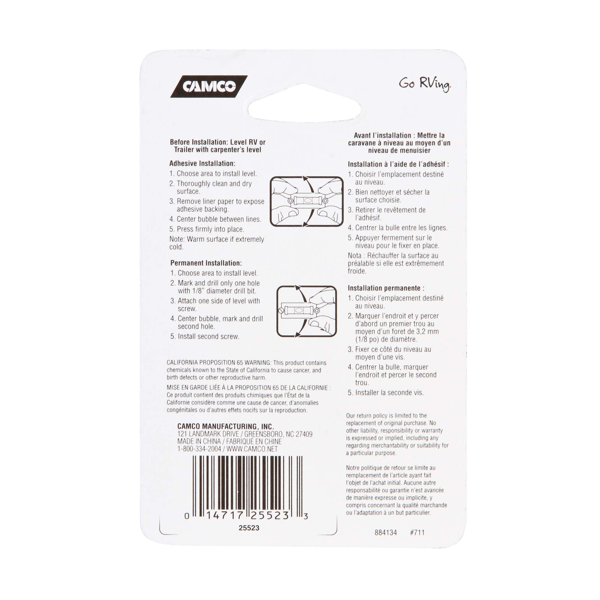 Camco 25523 Rv Level, Screw Mount - Quantity 6