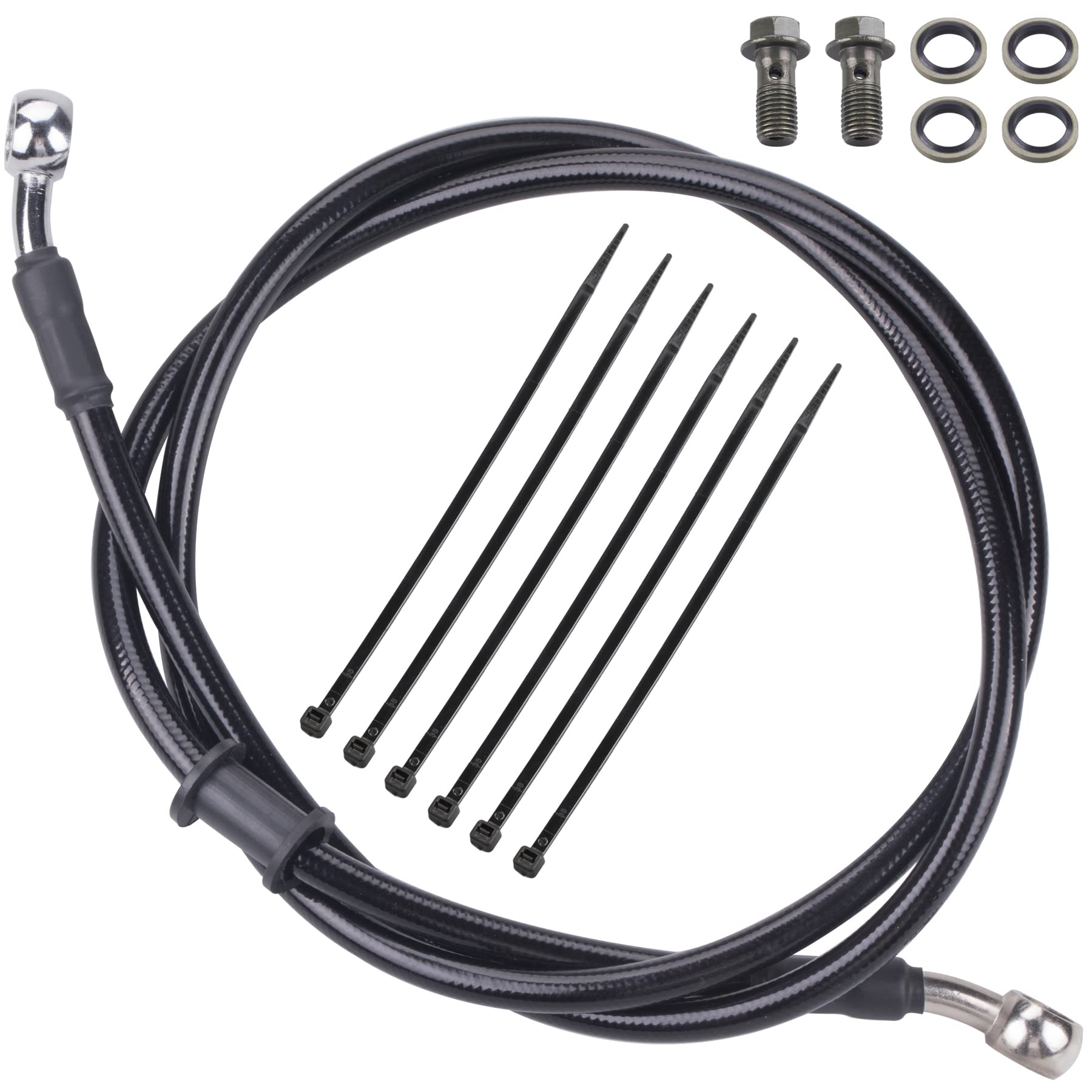 Mwmnun Motorcycle Hydraulic Brake Or Clutch Line Hose For Motorcycle Dirt Bike Atv Moped Scooter,Etc.Banjo Bolt 2Pcs(Length 1.2M