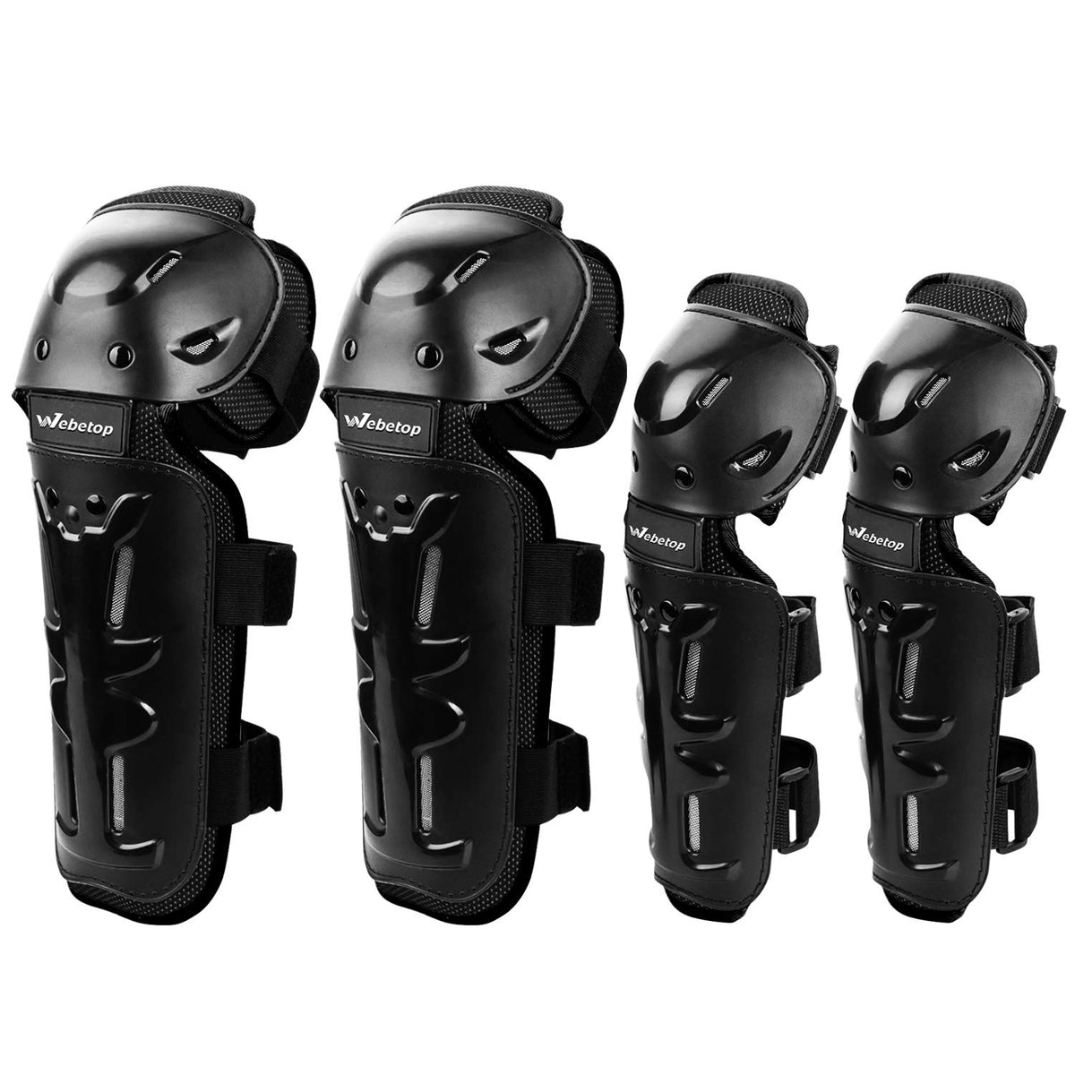 Webetop 4Pcs Knee Shin Guards Elbow Guards Adult Dirt Bike Protective Gear For Men Adjustable Elbow And Knee Pads Motocross Mountain Bike Motorcycle