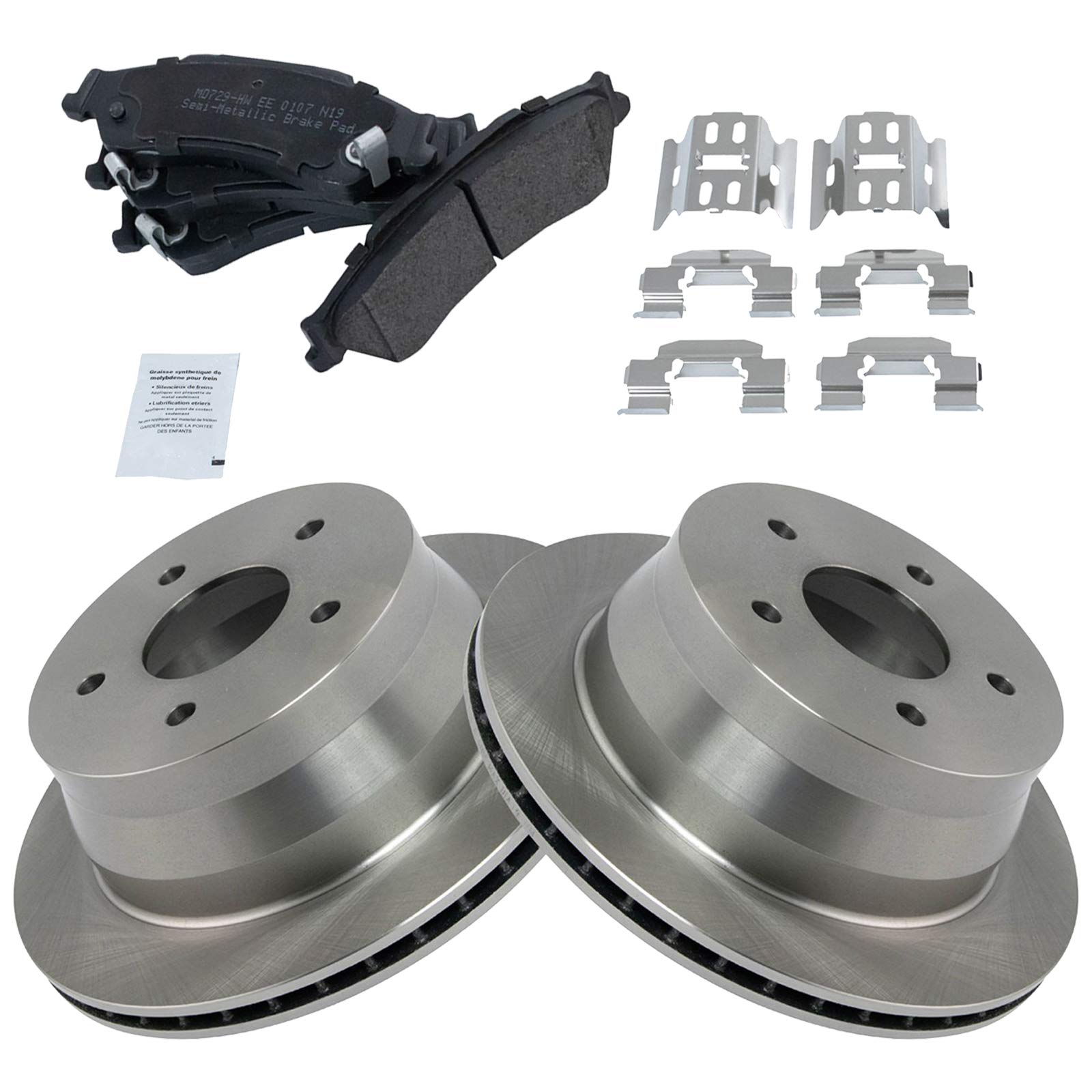 Trq Rear Brake Pad & Rotor Kit Brake Pads Brake Rotor Semi-Metallic Compatible With 1997-2005 Chevrolet Blazer 1998-2004 S10 199
