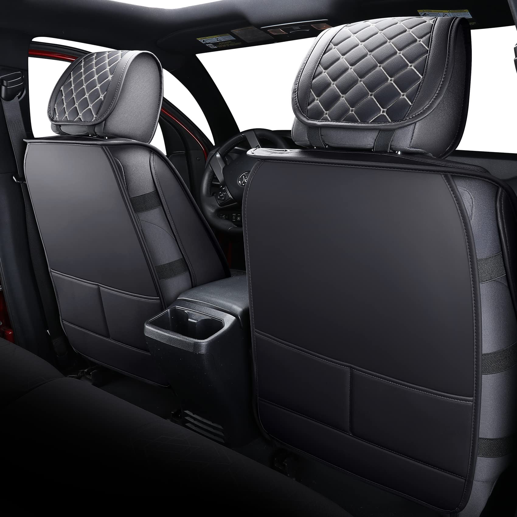 Tomatoman Tacoma Seat Covers Customized For 2005-2023 Sport Double Cab Sr V6 Pickup Truck, Waterproof Faux Leather Car Cushions(2 Pcs Front, Black-White)