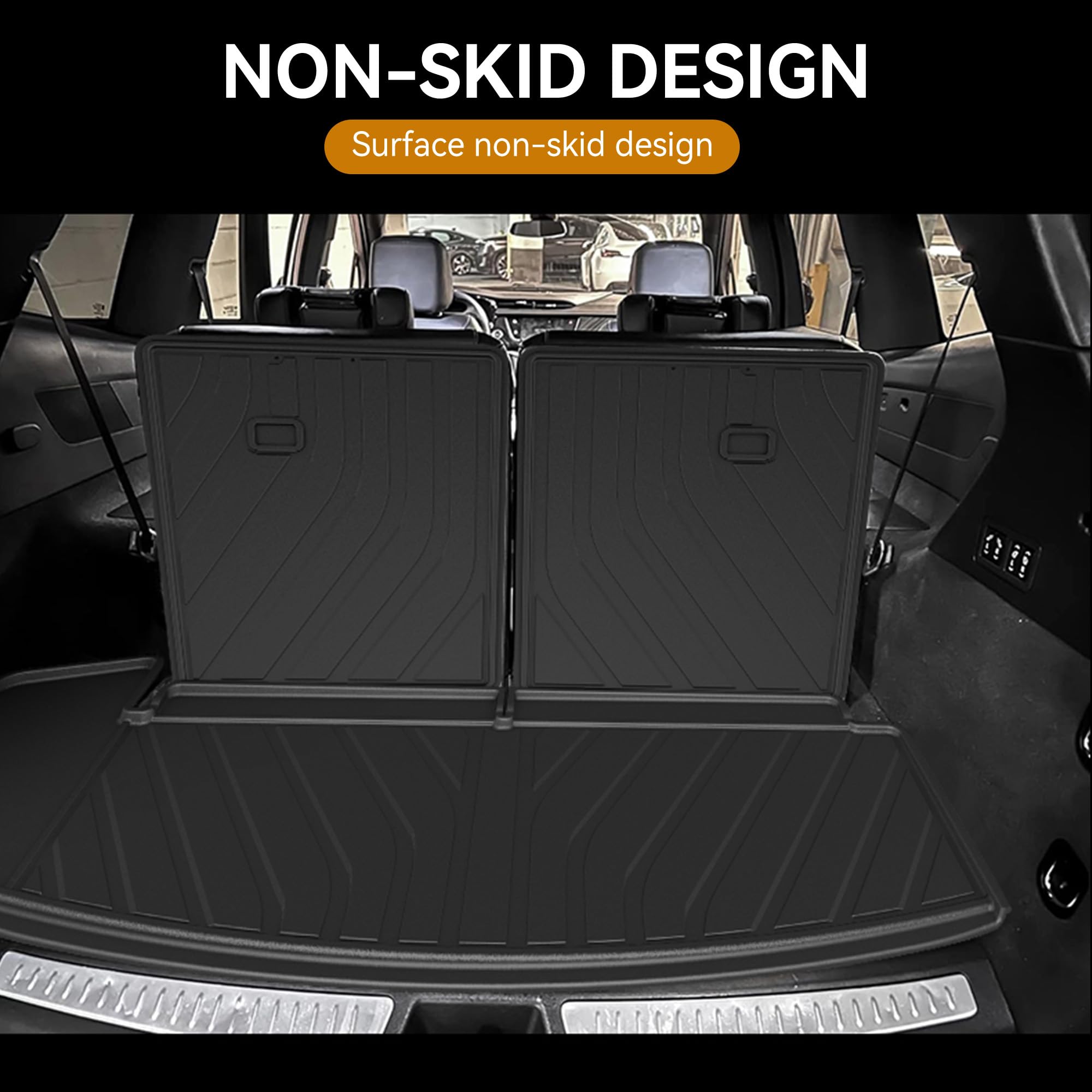 2024 XT6 Cargo Liner & Backrest Mats Trunk Mat for Cadillac XT6 2020-2024 TPE All Weather Waterproof Rear Cargo Liner Rear Trunk