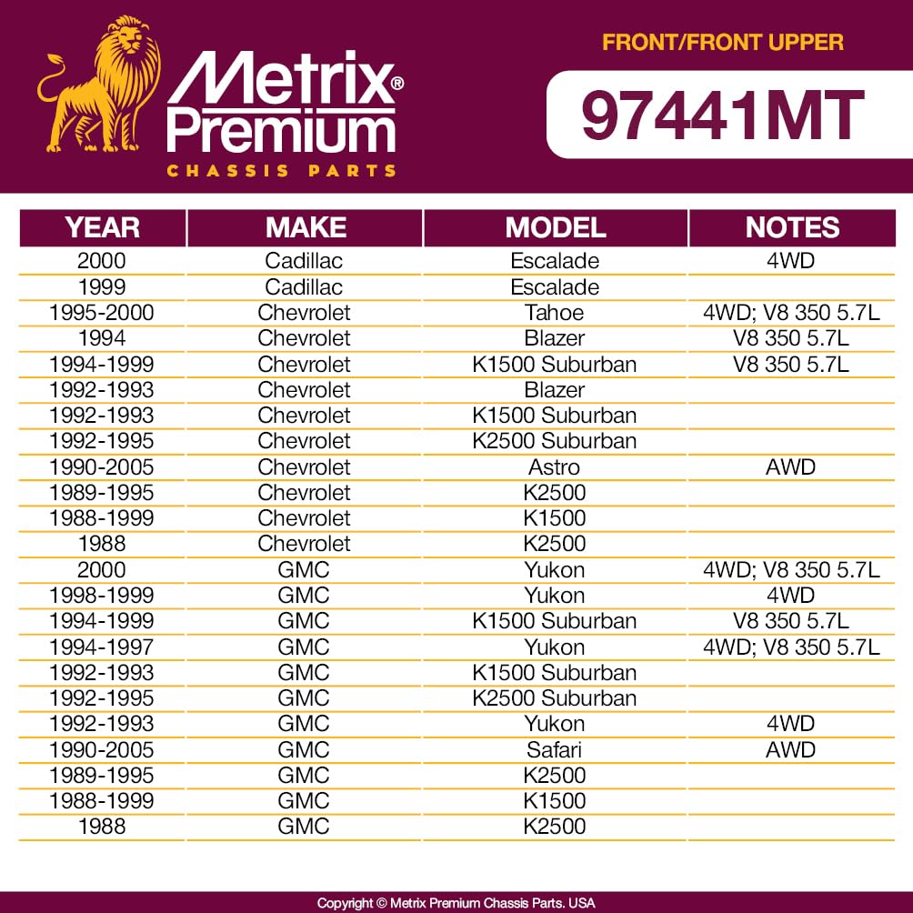 Metrix Premium Chassis Parts - 4 Pc Front L/R Upper Control Arm & Front Sway Bar Stabilizer End Link Kit Fits 95-00 Chevrolet Ta