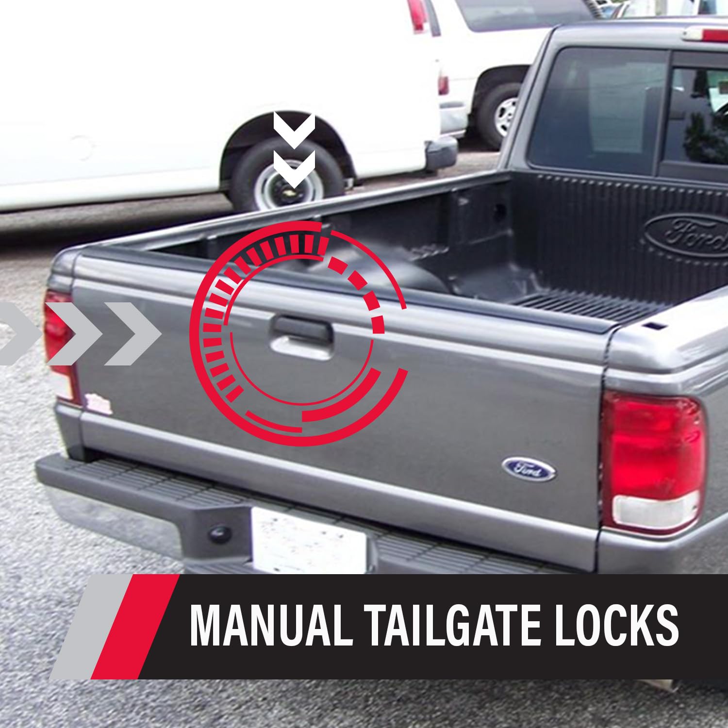 Pop & Lock Tailgate Lock for Ford F150 (1987-1996) - Black, Model PL2310, Easy to Install, Anti-Theft, Durable Plastic