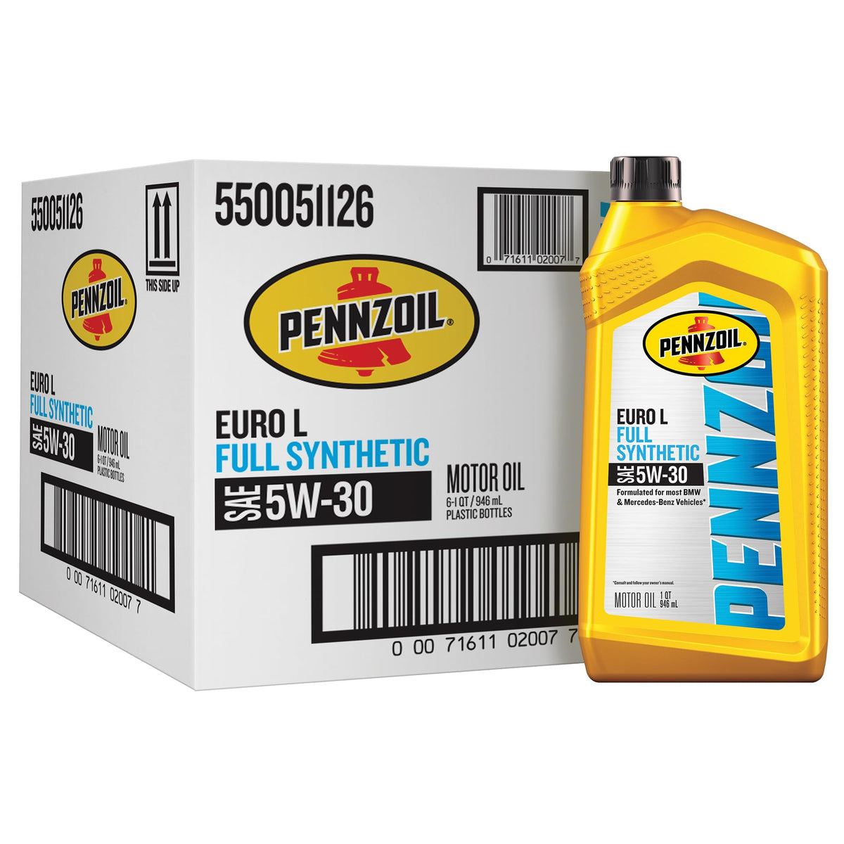 Pennzoil Platinum Euro L Full Synthetic 5W-30 Motor Oil, 1 Quart (6 Pack)