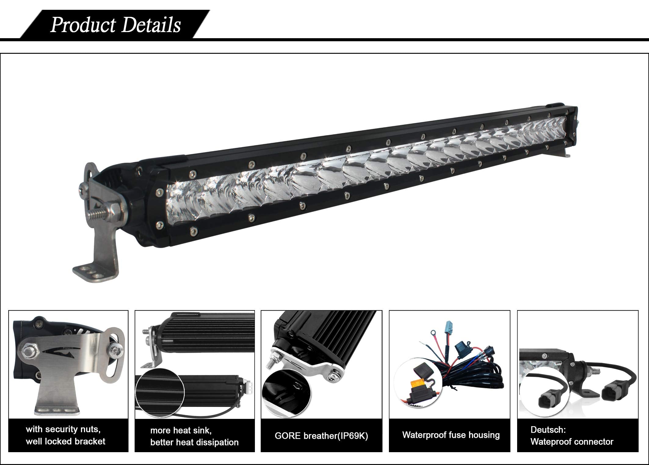 Aurora - 40 Inch Off Road Led Light Bar - Single Row 17,120 Lumens - 200 Watts