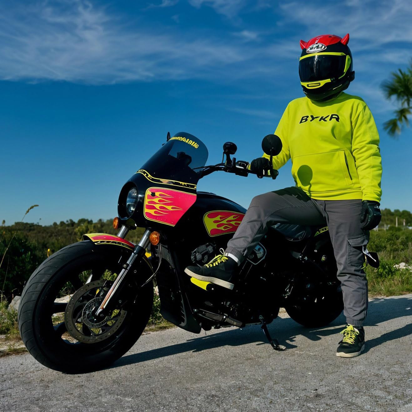 BYKR Motorcycle Hoodie for Men & Women Biker Motorcycle Jackets Breathable Motorbike Riding Sweatshirt All Weather CE Armored (F