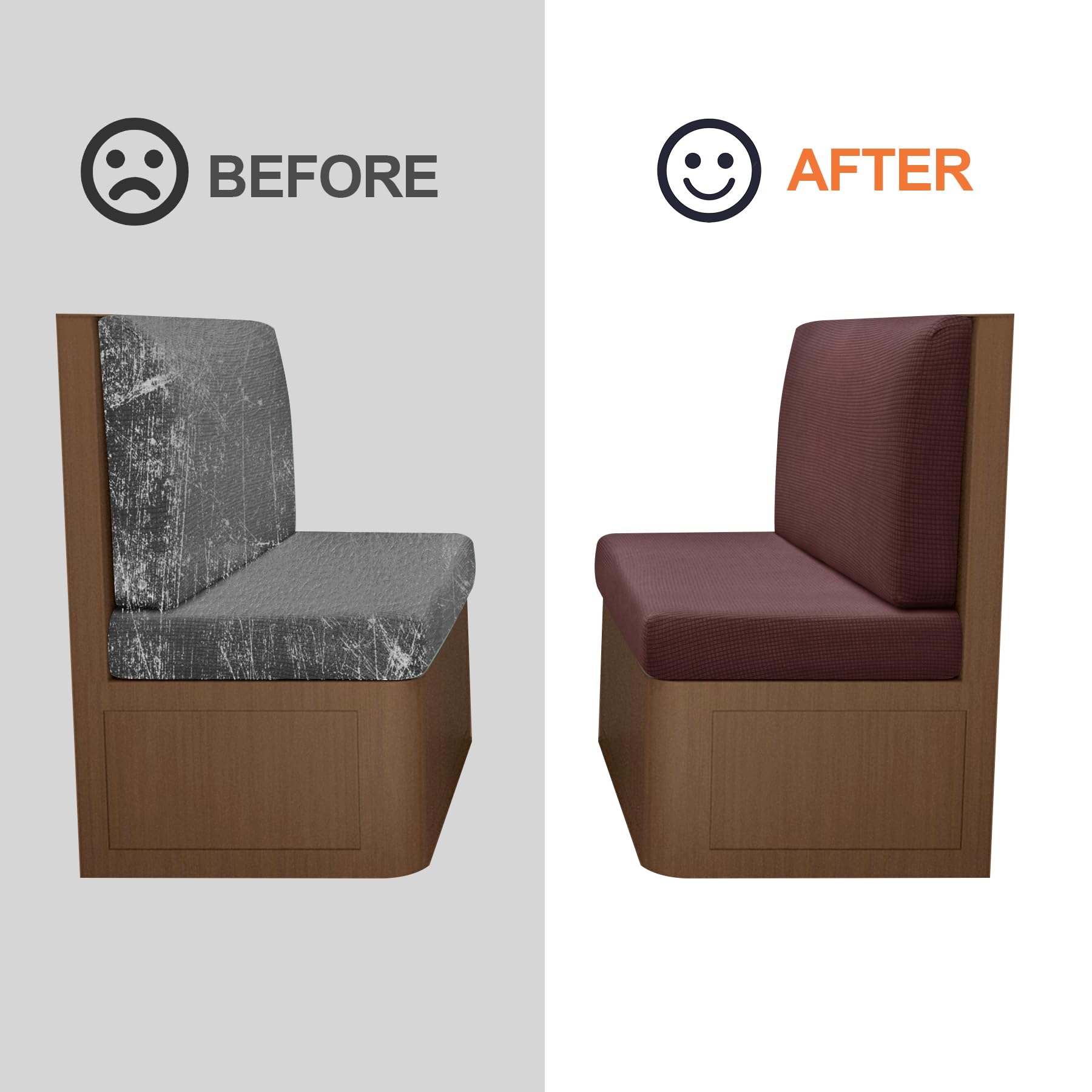 Fuangui Rv Dinette Cushion Covers - Stretch Camper Cushion Booth Seats Replacement - Washable Sofa Furniture Protector (Dark Bro