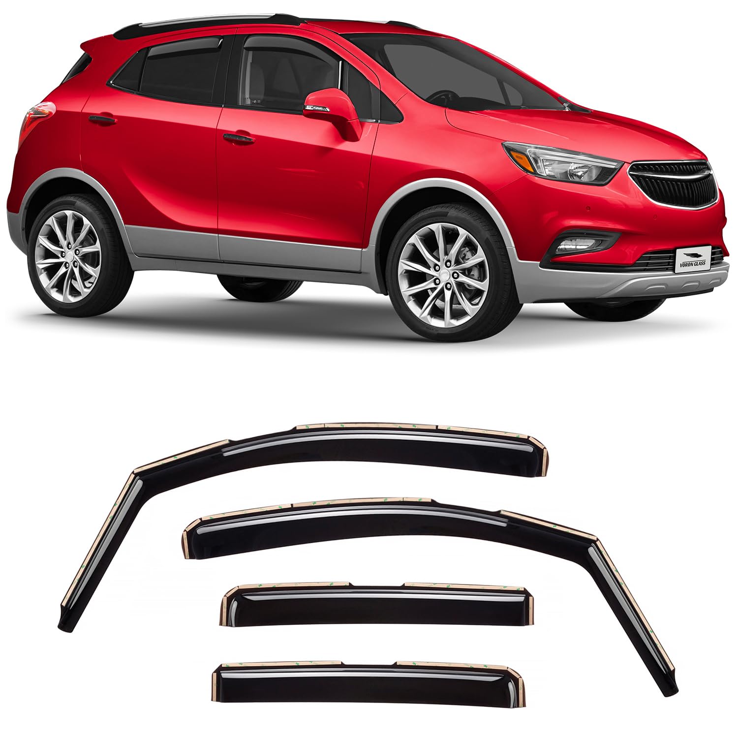 Voron Glass In-Channel Extra Durable Rain Guards For Buick Encore 2013-2022, Window Deflectors, Vent Window Visors, 4 Pieces - 2