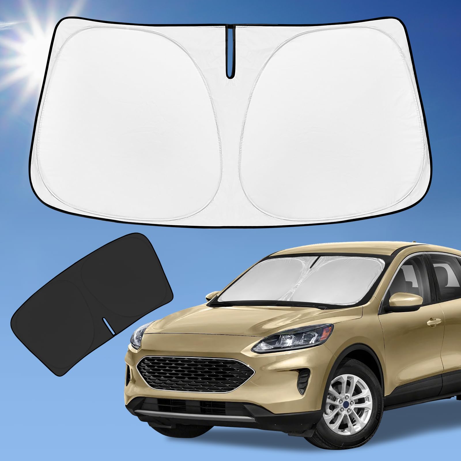 For Ford Escape 2020-2025 Sun Shade Sunshade Windshield Cover, 4-Layer Front Window Shade Custom Fit Escape S Se Se Sport Hybrid