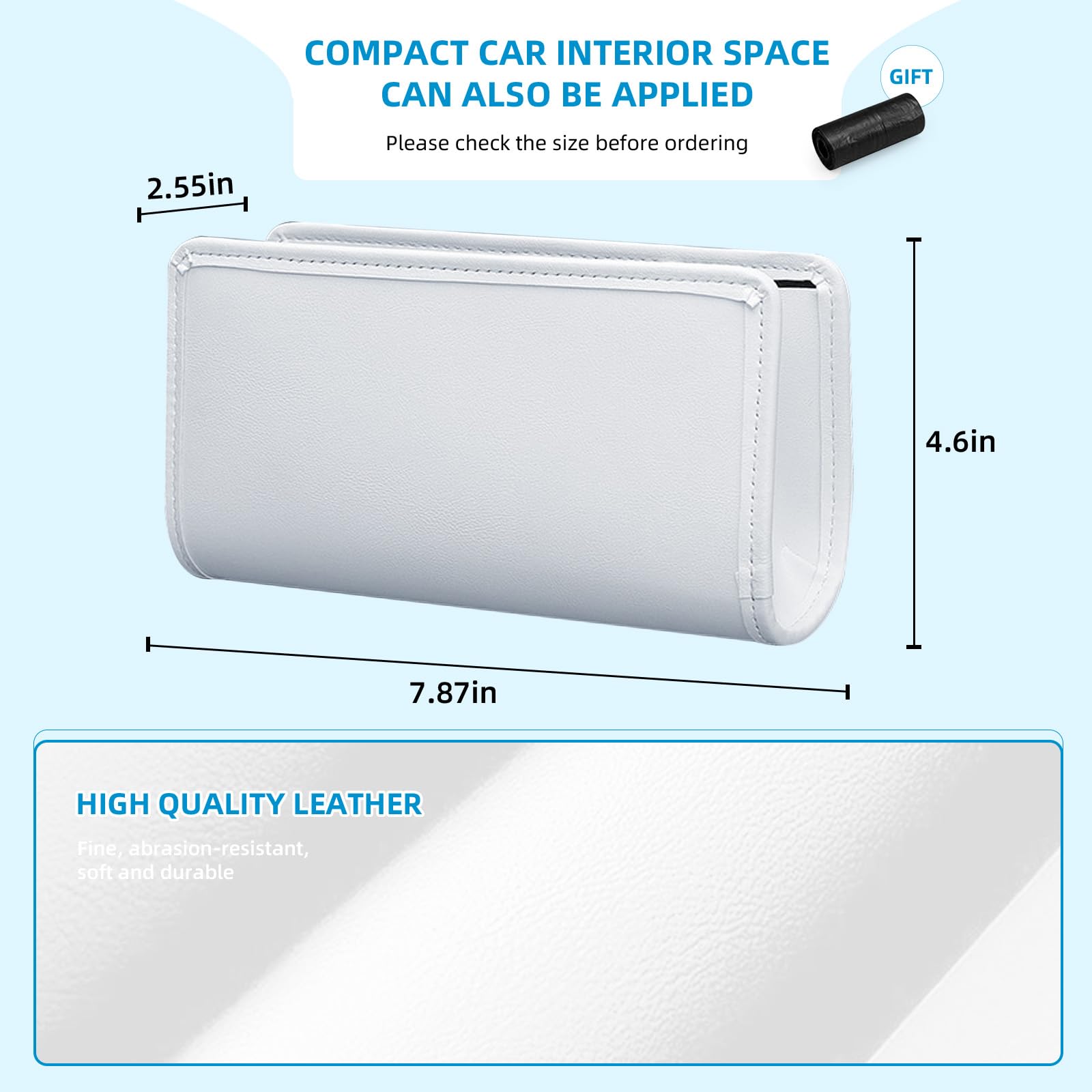 zmoso Car Trash Can, Universal Leather Foldable Leakproof Garbage Bins Car Door Organizer Holder (White)