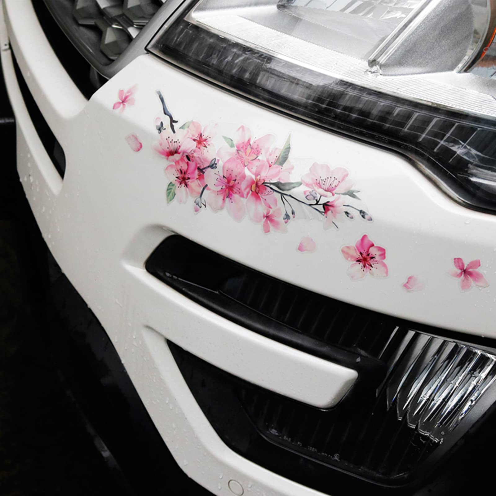 Cherry Blossom Vinyl Car Sticker, Scratch Cover Pink Flower Bumper Decal For Automotive, Motocycle, Home Decor