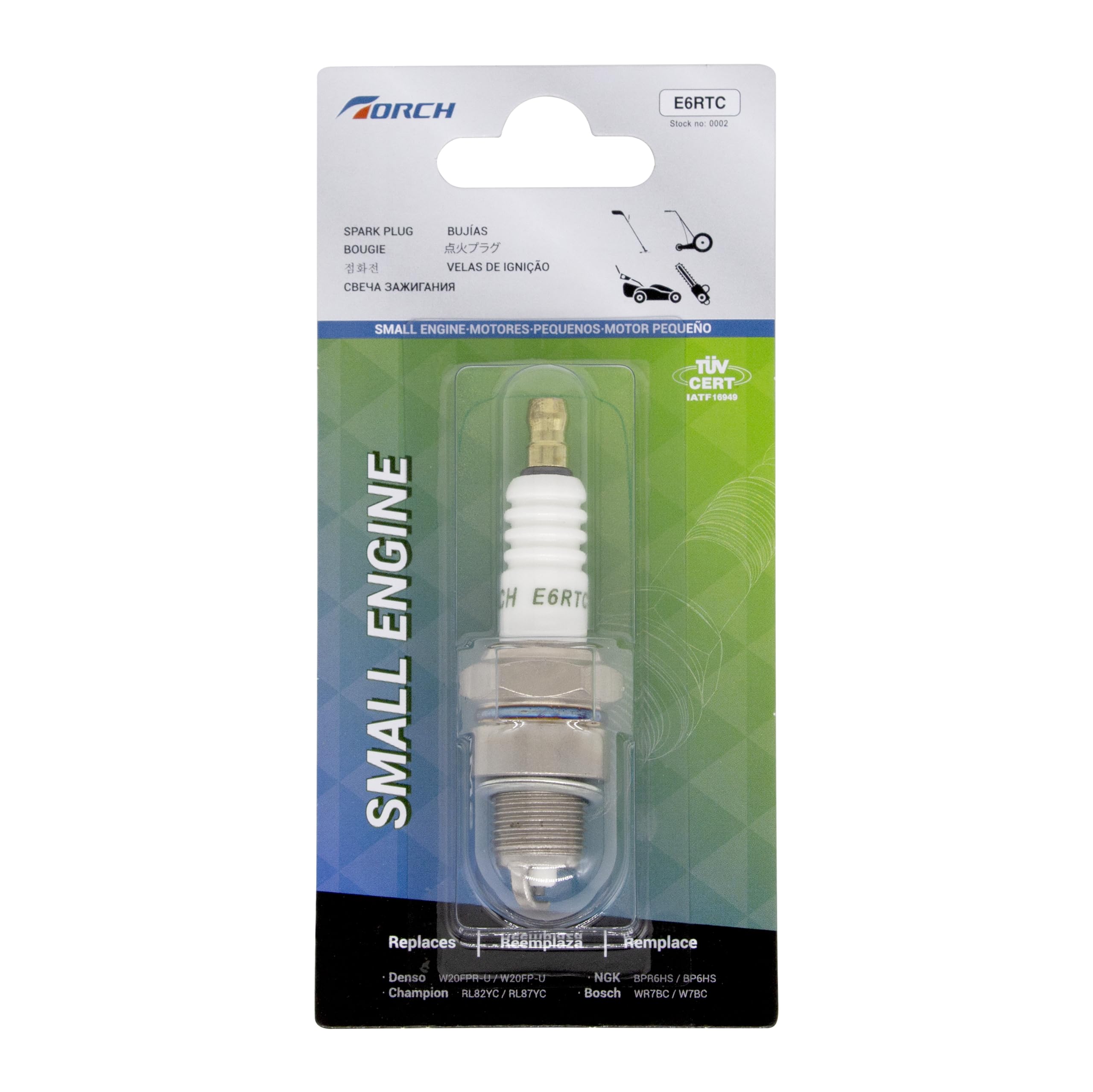 TORCH E6RTC Spark Plug Replace for NGK BPR6HS Spark Plug, for BOSCH WR7BC Spark Plug, for CHAMPION RL82YC Spark Plug, for DENSO 