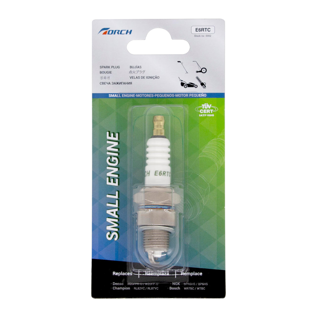 TORCH E6RTC Spark Plug Replace for NGK BPR6HS Spark Plug, for BOSCH WR7BC Spark Plug, for CHAMPION RL82YC Spark Plug, for DENSO 