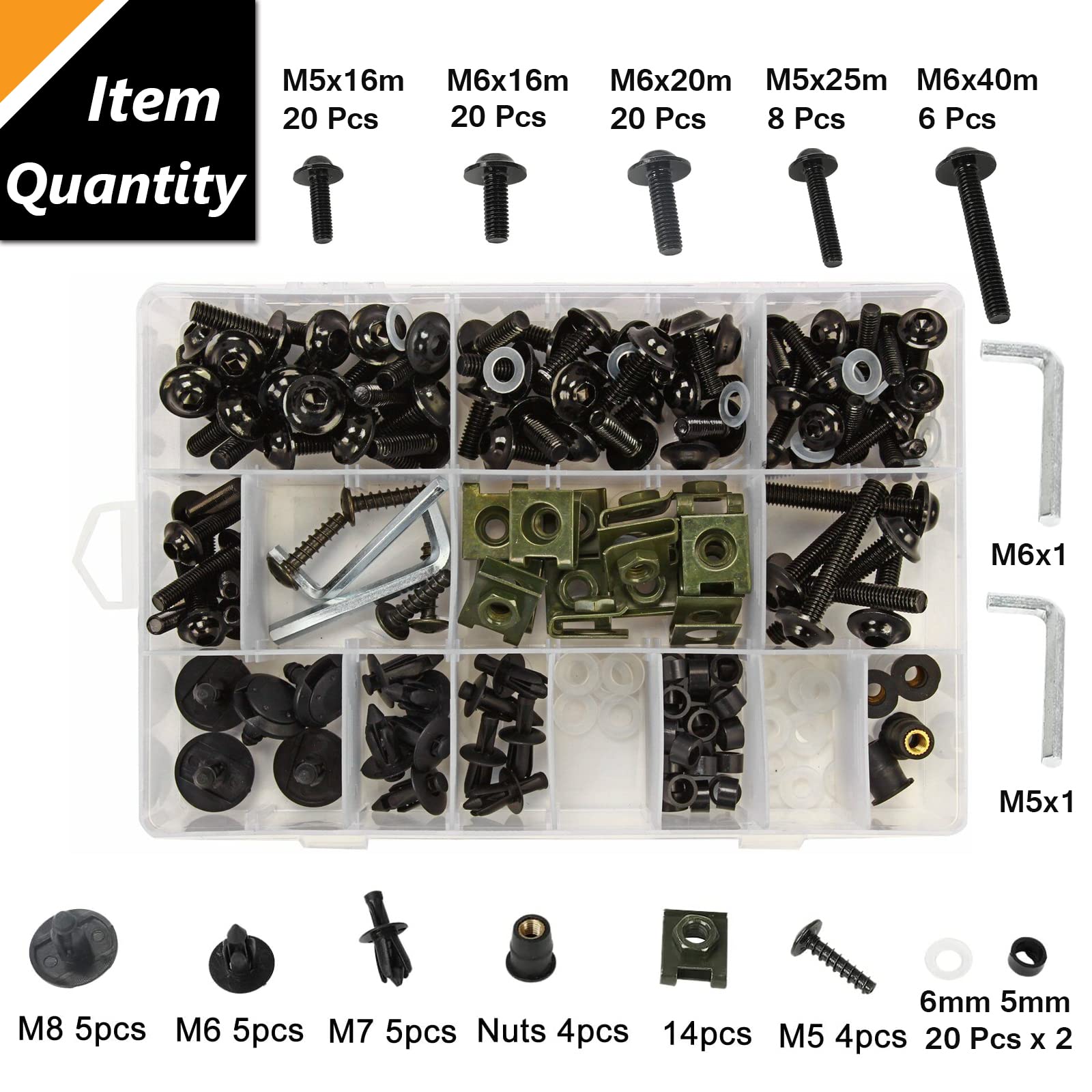 Baclaugh Complete Fairing Bolts Screws Bodywork Kit Replacement For Kawasak Suzuki Honda Ducati Yamaha Bmw Gsxr Motorcycle Black