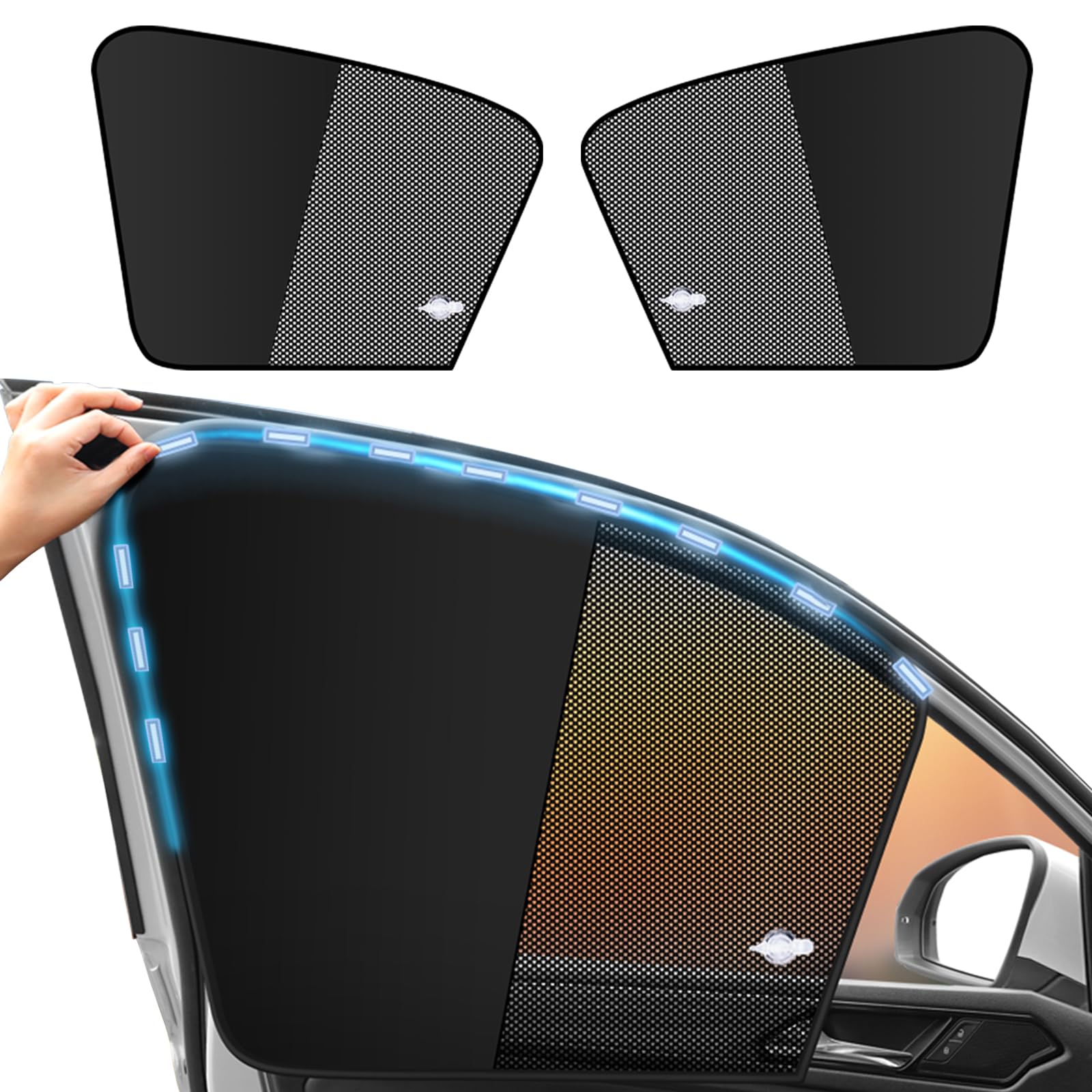 Car Window Shades for Side Window Magnetic Half Blackout & Half See-Through Driver Window Sun Shade Universal for Most Cars for 