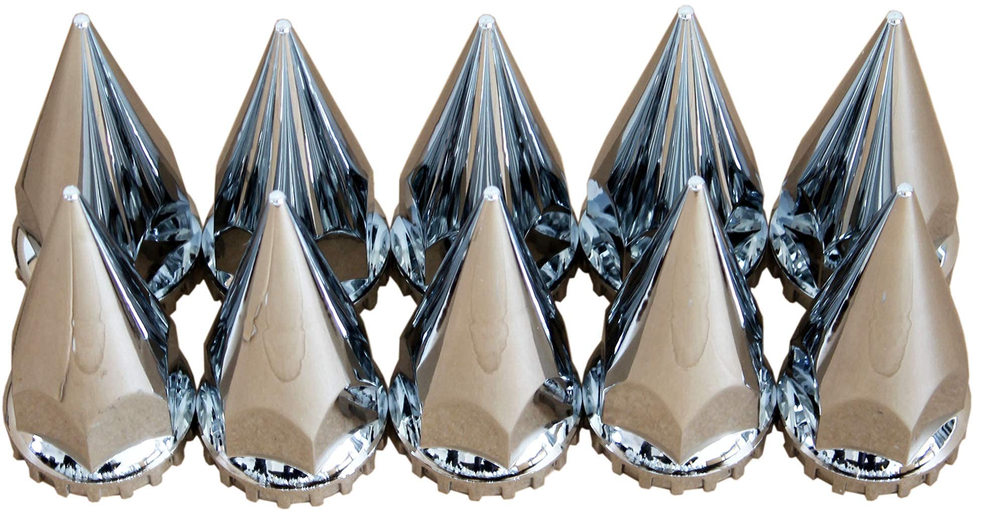 Mrjlk 33Mm Chrome Abs Plastic Screw-On Standard Or Spiked Lug Nut Covers Pack Of 10 (Spiked)