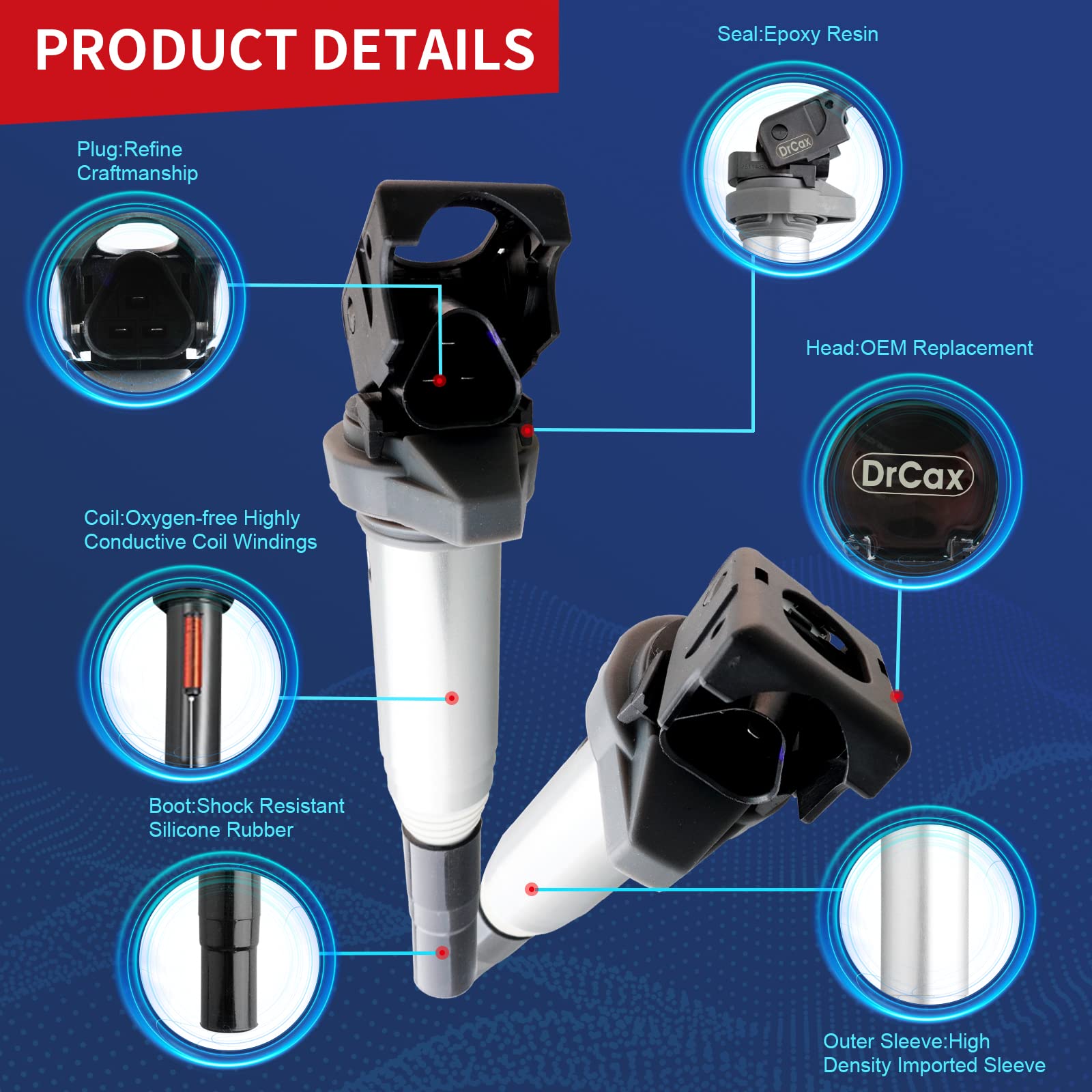 Drcax Oem Ignition Coil Uf598 C1692 Compatible With Mini Cooper 2007-2013 Cooper Countryman 2011-2016 Cooper Paceman - 1.6L L4 E