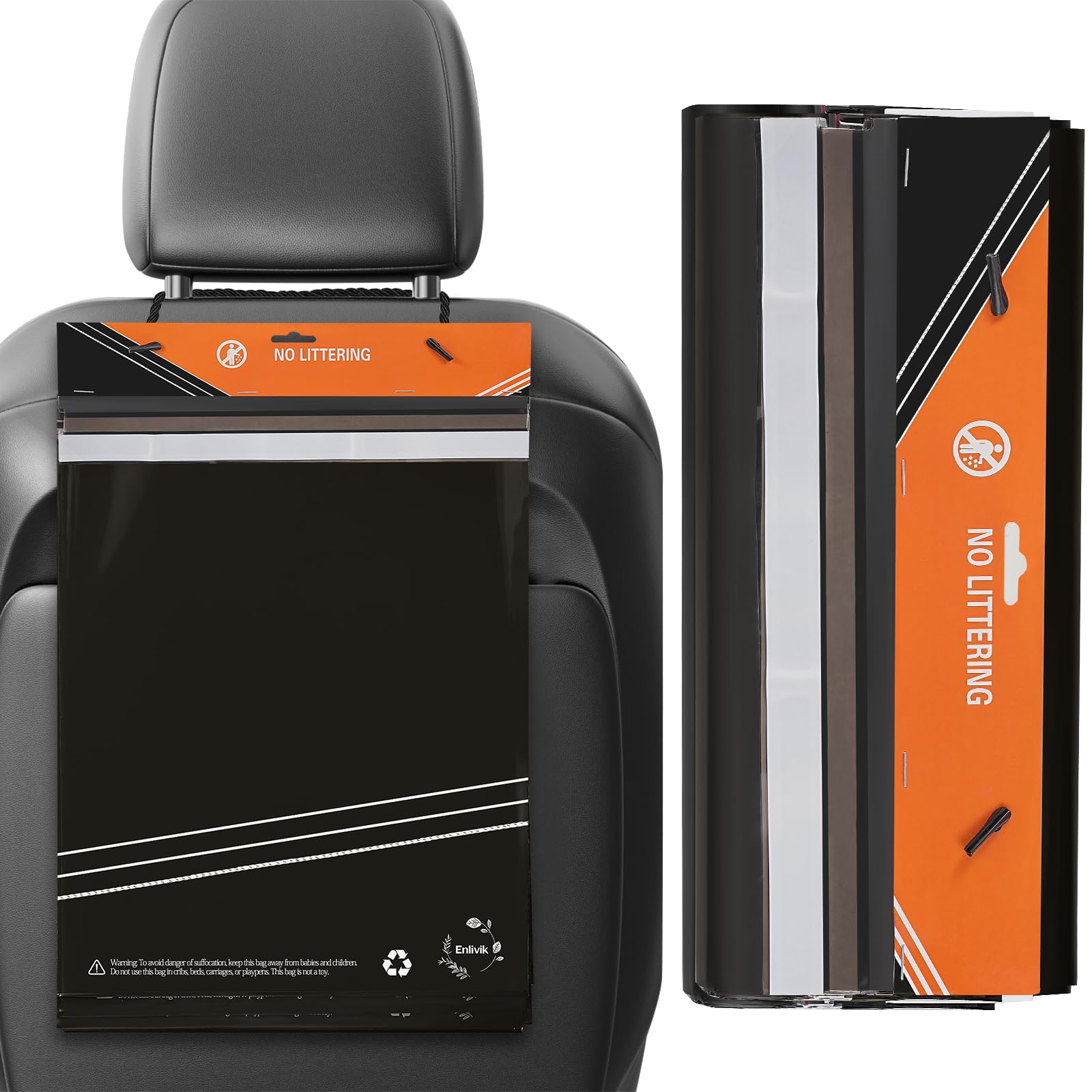 40 Pcs Disposable Car Trash Bag - Large Capacity - Car Garbage Bag Hanging From Headrest - Easy To Stick-On, Leakproof, Smellpro