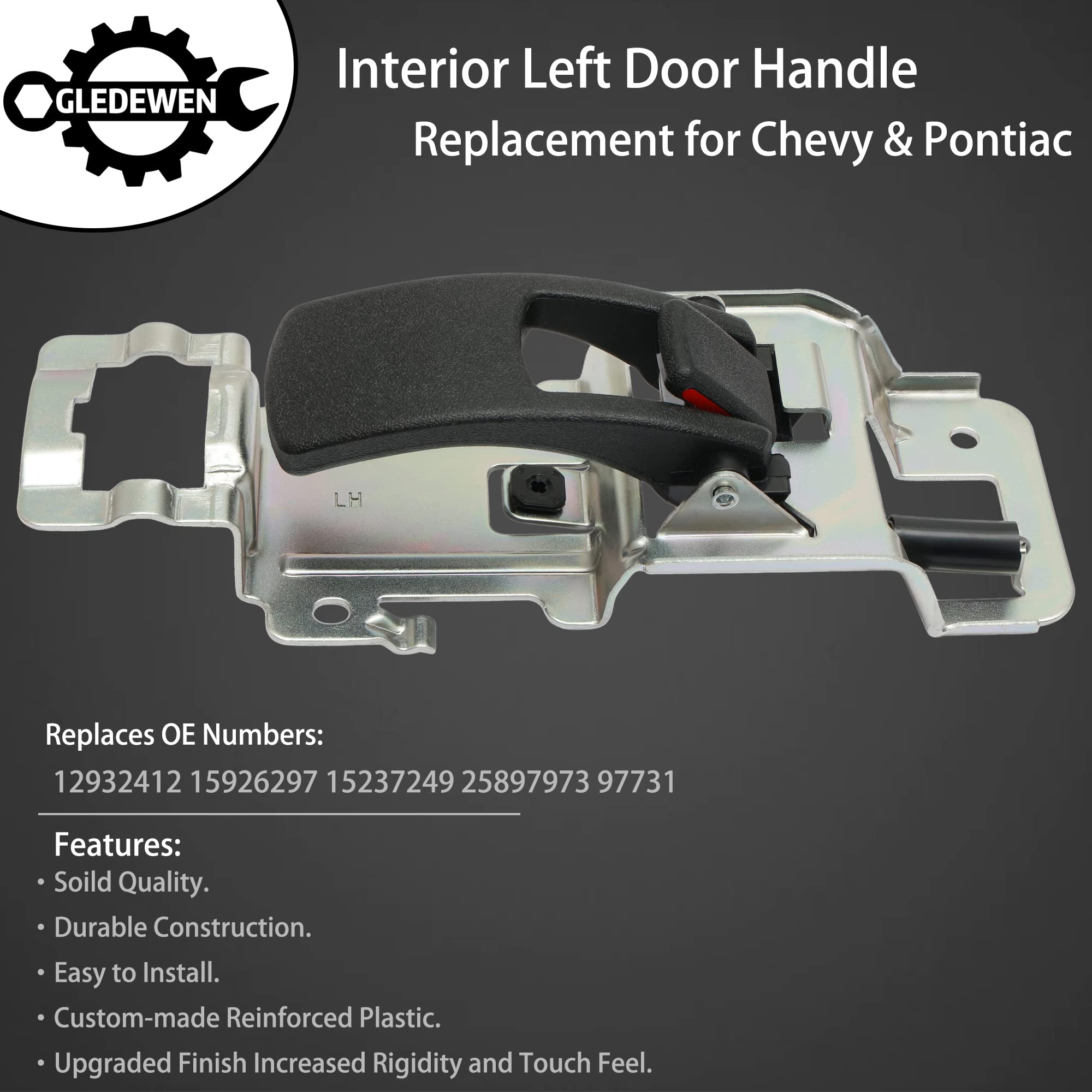 Interior Door Handle, Compatible With 2005 2006 2007 2008 2009 Chevy Equinox | 06 07 08 09 Pontiac Torrent, Front / Rear Inside Left Driver Side | Replace# 15926297 15237249 25897973 Inner Handle