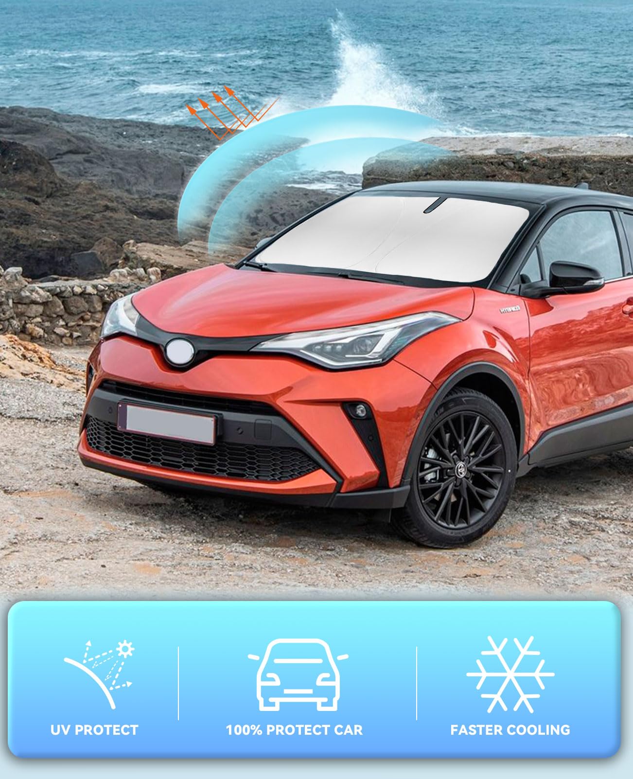 Sun Shade For C-Hr Chr Windshield Sunshades Cover Front Window Shields Custom Fit For 2018-2022 2023 2024 2025 Toyota C-Hr Acces