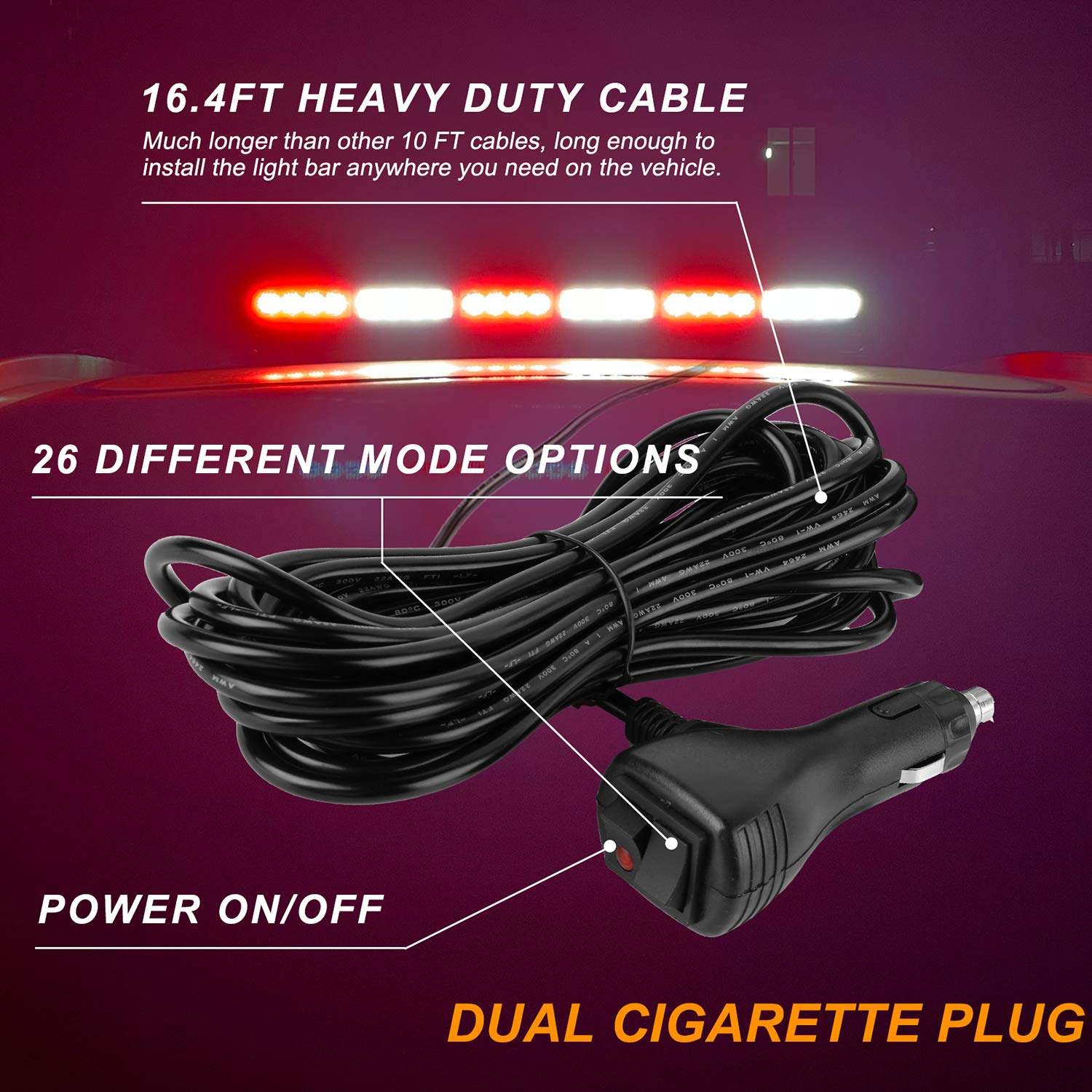 Aspl 29.5 54 Led Strobe Light Bar Double Side Flashing High Intensity Emergency Warning Flash Strobe Light With Magnetic Base For Safety Construction Vehicles Tow Trucks Pickup (Red/White)