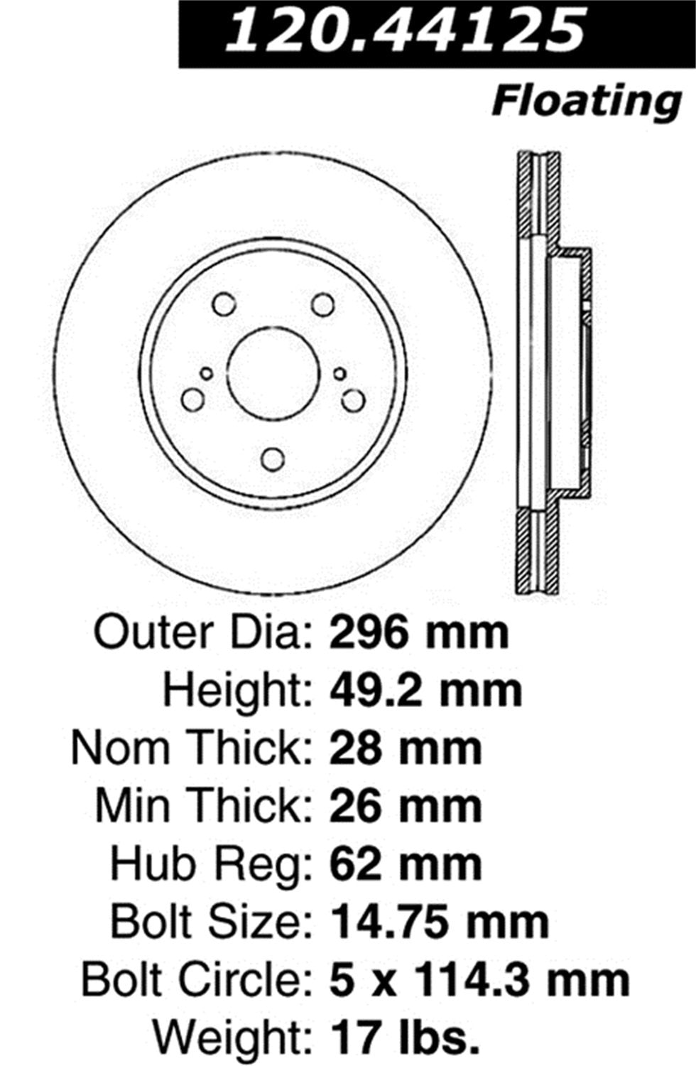 StopTech 128.44125R Sport Cross Drilled Brake Rotor (Front Right), 1 Pack